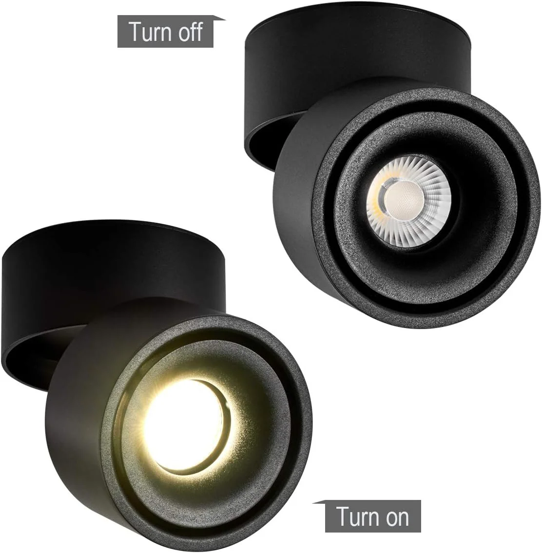 چراغ سقفی ال ای دی 10 وات قابل تنظیم 360 درجه / نور پایین COB روکار / 10X10CM / چراغ دیواری یا نقطه ای آلومینیومی (مشکی - 4000K)