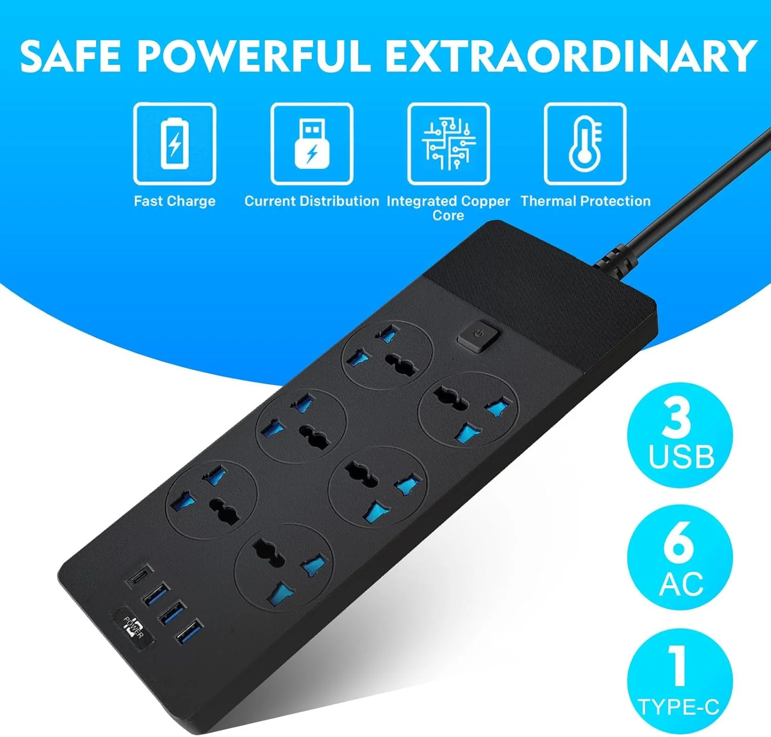 محافظ برق SKY-TOUCH با 6 خروجی، دوشاخه بریتانیایی، آداپتور دوشاخه جهانی با 3 پورت USB و 1 پورت Type-C، پریز شارژ با سیم 2 متری ضخیم (مشکی) محافظ برق SKY-TOUCH با 6 خروجی، دوشاخه بریتانیایی، آداپتور دوشاخه جهانی با 3 پورت USB و 1 پورت Type-C، پریز شارژ با سیم 2 متری ضخیم (مشکی)