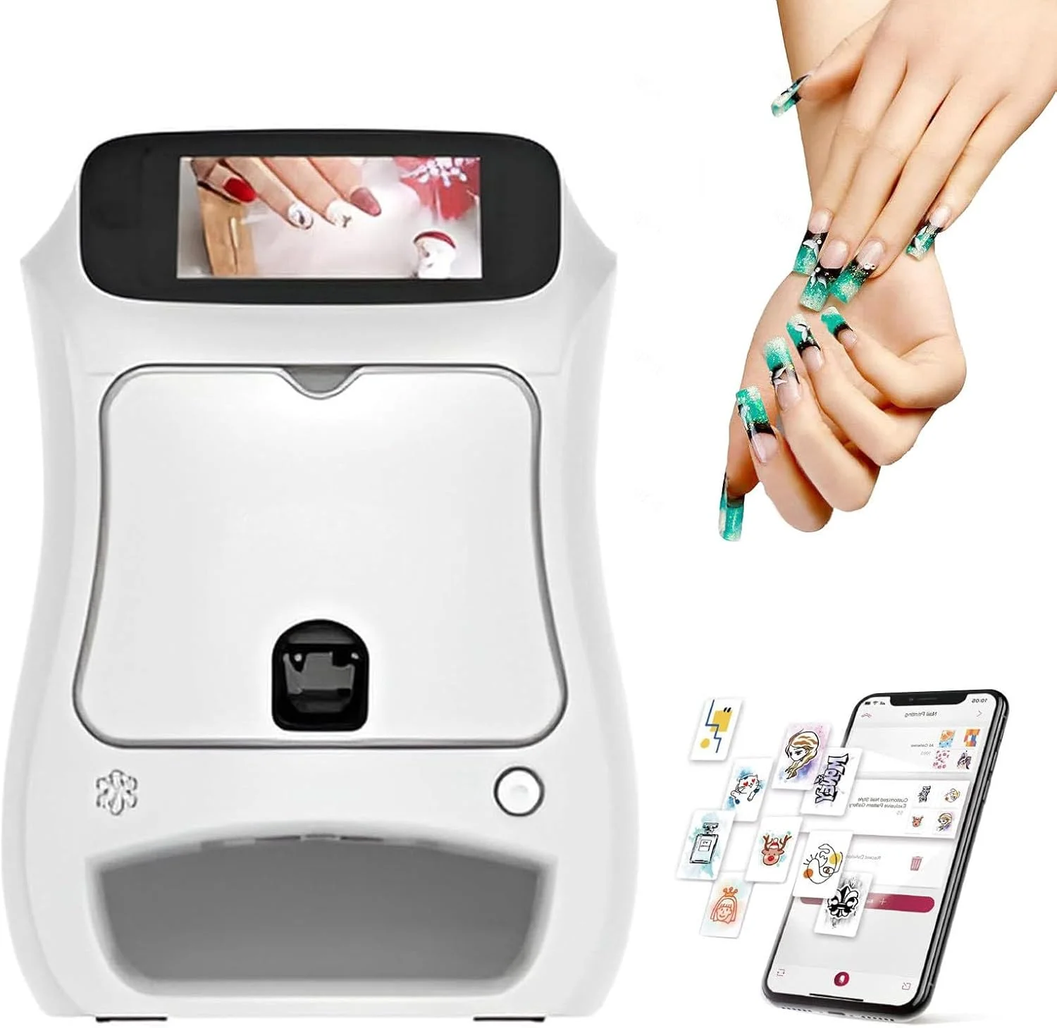 دستگاه چاپ ناخن سه بعدی اتوماتیک با صفحه لمسی 5 اینچی - بیش از 1000 طرح، آپلود عکس سفارشی، چاپ و خشک کردن سریع 10 ثانیه ای - دستگاه طراحی ناخن DIY برای استفاده خانگی و سالن حرفه ای سفید دستگاه چاپ ناخن سه بعدی اتوماتیک با صفحه لمسی 5 اینچی - بیش از 1000 طرح، آپلود عکس سفارشی، چاپ و خشک کردن سریع 10 ثانیه ای - دستگاه طراحی ناخن DIY برای استفاده خانگی و سالن حرفه ای سفید