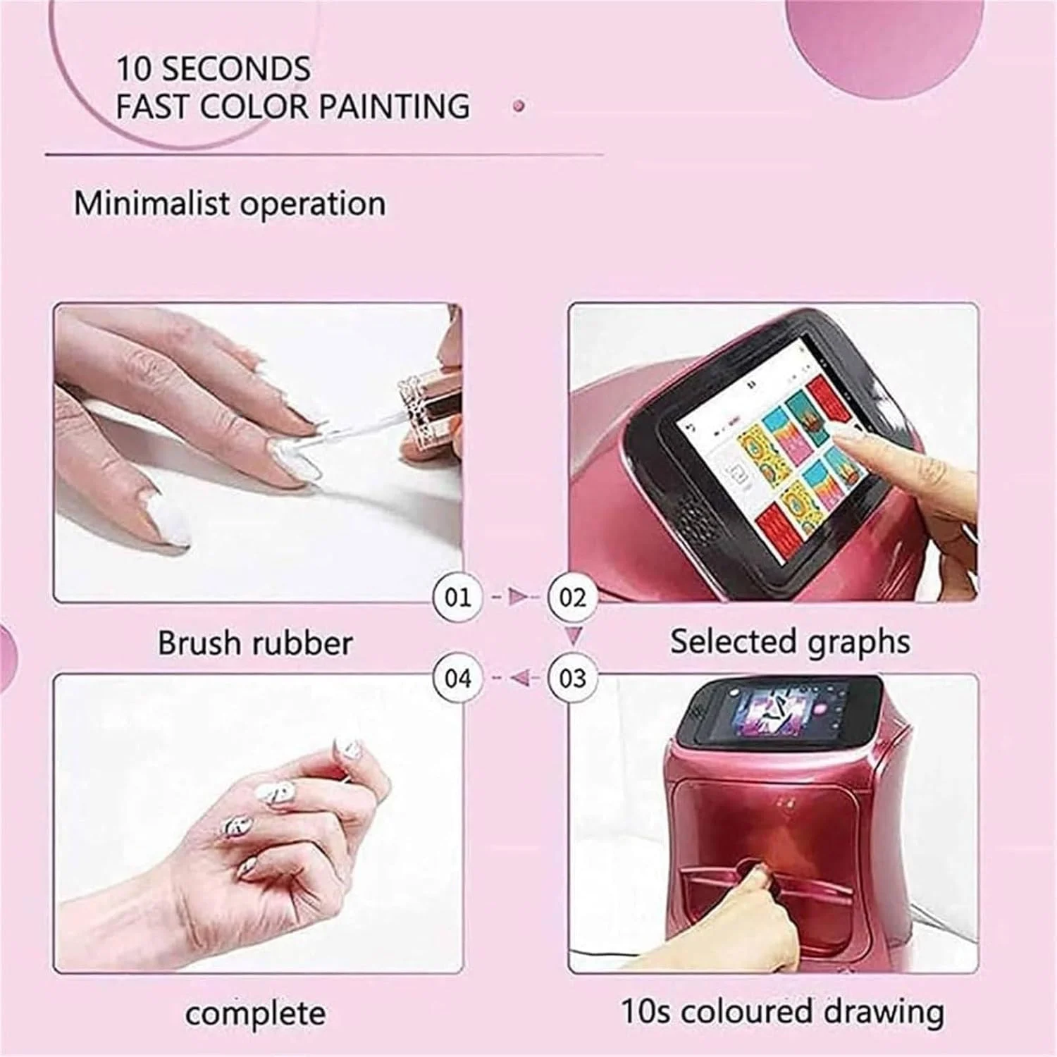 دستگاه چاپ ناخن هوشمند اتوماتیک 3D، دستگاه چاپ ناخن موبایل دیجیتال، دستگاه مینی قابل حمل برای طراحی ناخن، مناسب برای مراقبت شخصی و زیبایی ناخن های دخترانه