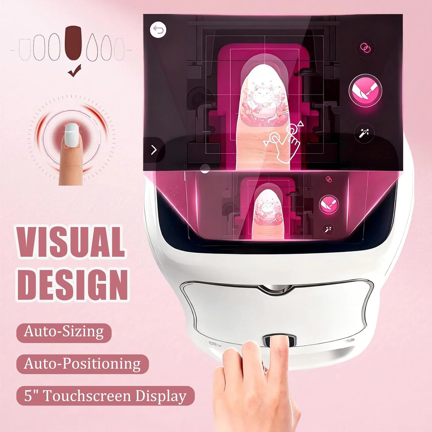 دستگاه چاپ ناخن سه بعدی اتوماتیک با صفحه لمسی 5 اینچی - بیش از 1000 طرح، آپلود عکس سفارشی، چاپ و خشک کردن سریع 10 ثانیه ای - دستگاه طراحی ناخن DIY برای استفاده خانگی و سالن حرفه ای سفید دستگاه چاپ ناخن سه بعدی اتوماتیک با صفحه لمسی 5 اینچی - بیش از 1000 طرح، آپلود عکس سفارشی، چاپ و خشک کردن سریع 10 ثانیه ای - دستگاه طراحی ناخن DIY برای استفاده خانگی و سالن حرفه ای سفید