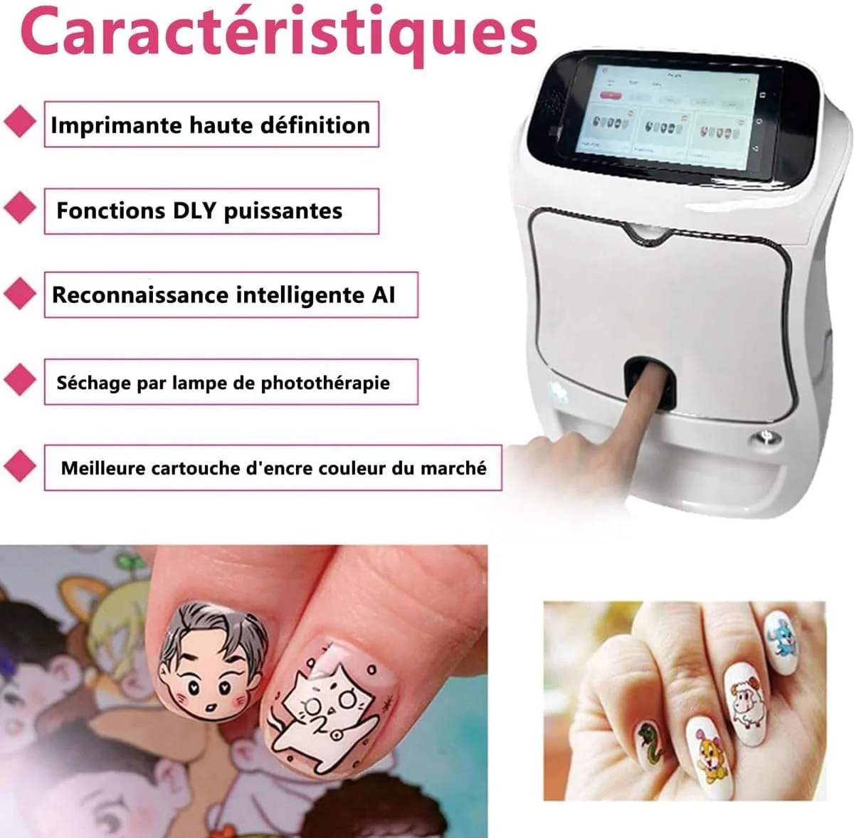 دستگاه چاپ ناخن سه بعدی اتوماتیک، دستگاه چاپگر دیجیتال قابل حمل هنر ناخن، دستگاه چند منظوره نقاشی ناخن موبایل، دستگاه هنر ناخن شخصی، پشتیبانی از WiFi/DIY، برای سالن ناخن