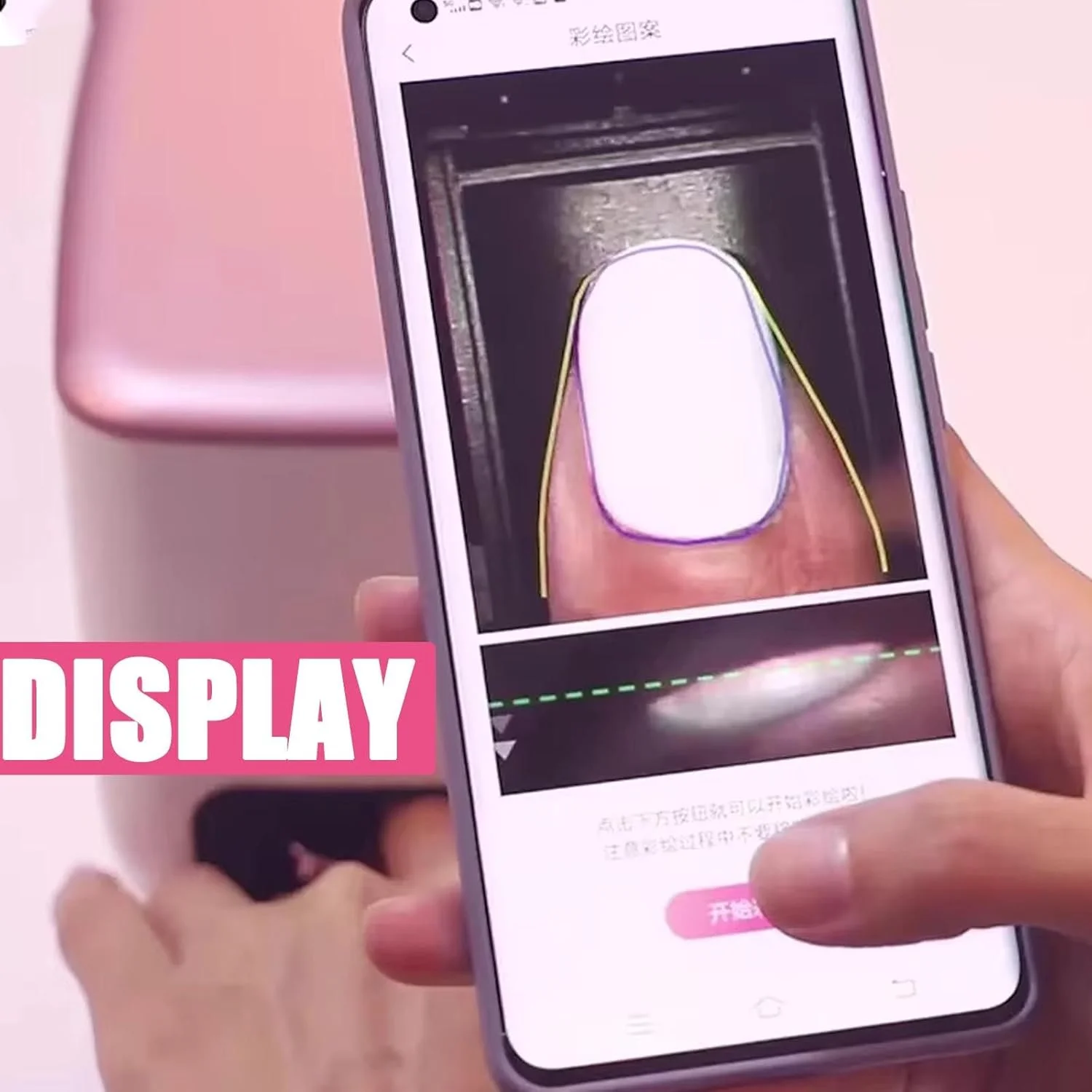 دستگاه چاپ ناخن قابل حمل، 1000+ طرح دیجیتال هنر ناخن، چاپگر سه بعدی ناخن با کنترل برنامه موبایل برای سالن خانگی، مانیکورهای DIY