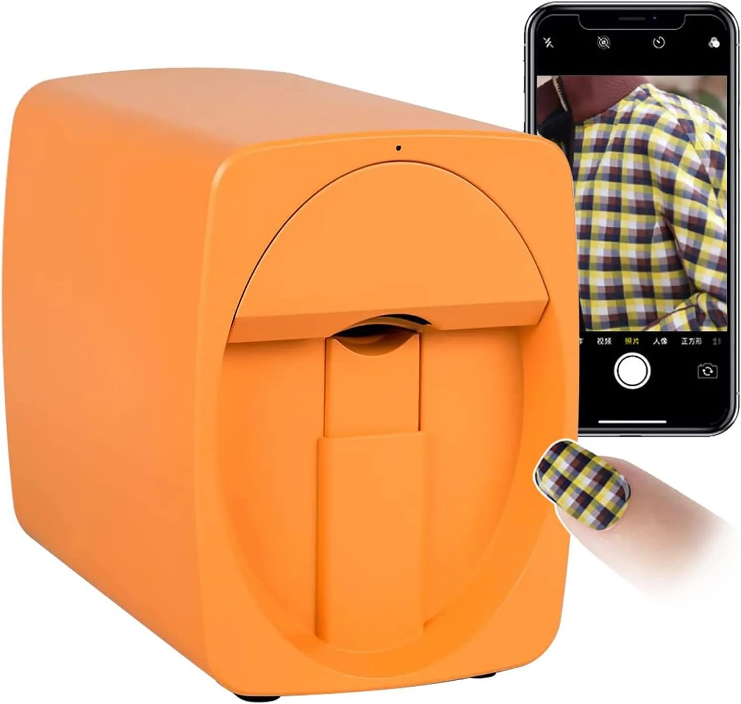 دستگاه چاپ ناخن سه بعدی WRQzxcv، دستگاه چاپگر هنر ناخن چند منظوره پرتقالی، هوشمند خودکار، پشتیبانی از WiFi/DIY/USB، رنگ آمیزی دقیق با یک کلیک، تجربه جدید هنر ناخن