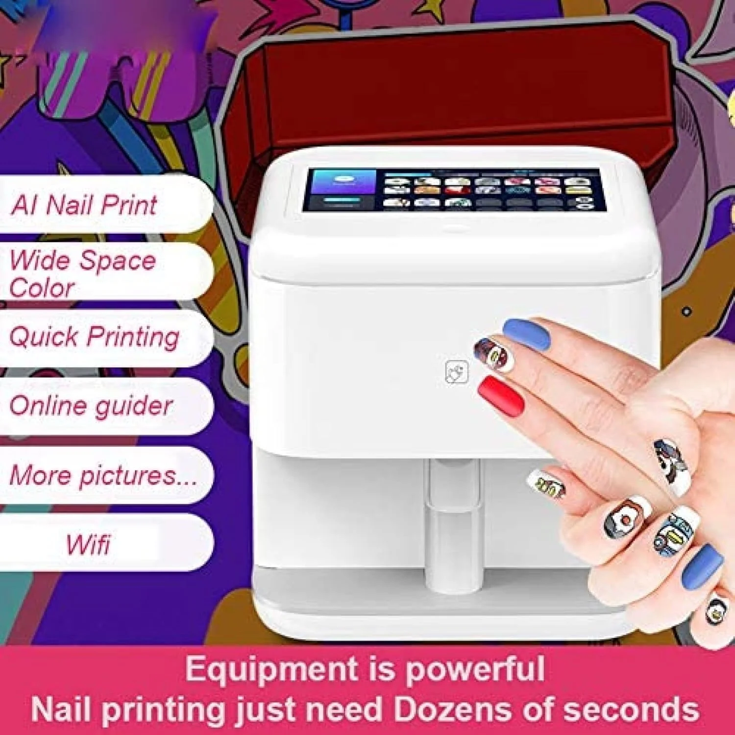 دستگاه چاپ ناخن سه بعدی 2022 - دستگاه هوشمند چاپ ناخن - چاپگر هوشمند دیجیتال هنر ناخن با قابلیت DIY/App/Wifi/Usb برای کودکان/سالن ناخن/ناخن کاران/علاقه مندان به ناخن، GQYYS دستگاه چاپ ناخن سه بعدی 2022 - دستگاه هوشمند چاپ ناخن - چاپگر هوشمند دیجیتال هنر ناخن با قابلیت DIY/App/Wifi/Usb برای کودکان/سالن ناخن/ناخن کاران/علاقه مندان به ناخن، GQYYS