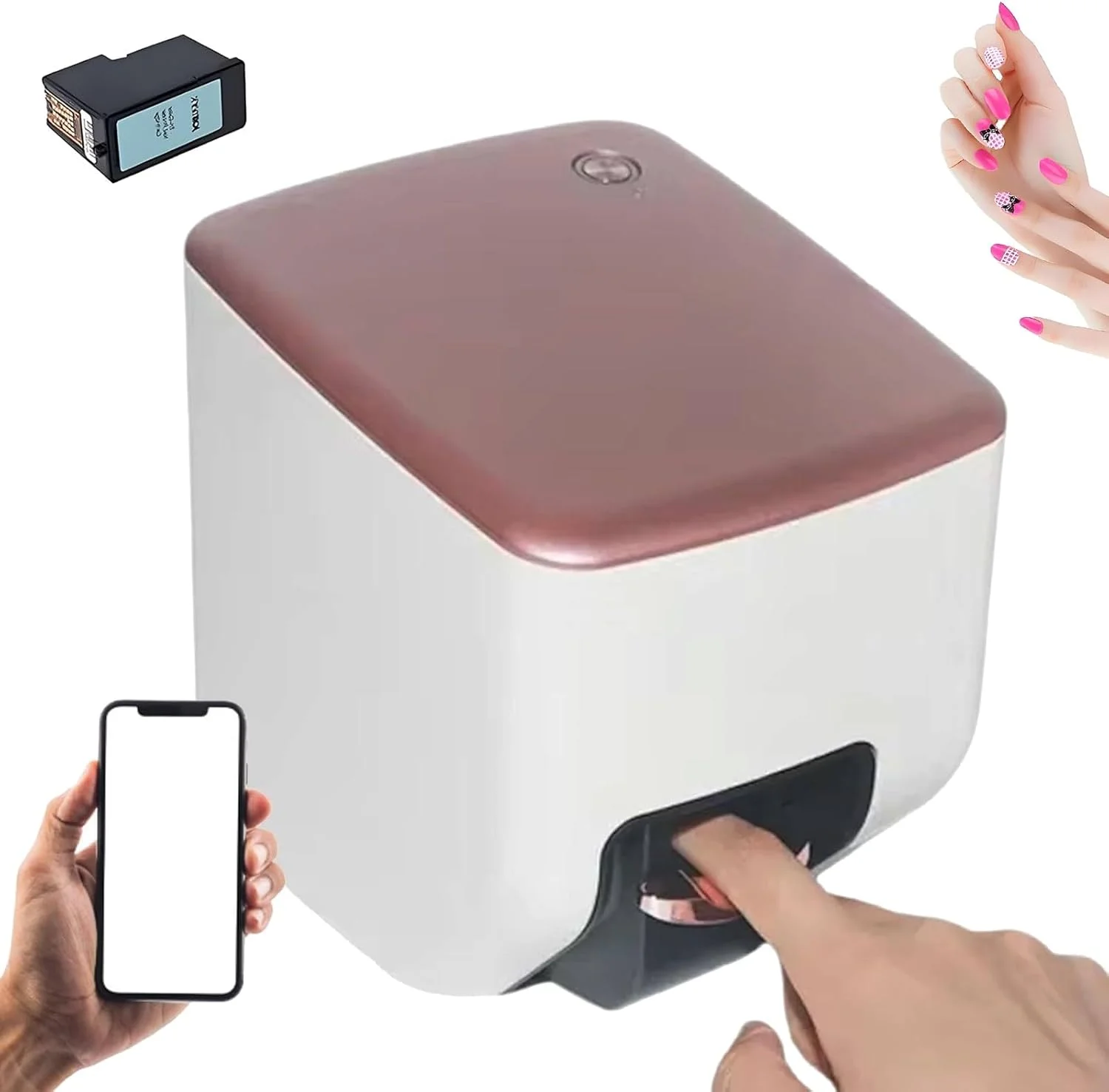 دستگاه هوشمند چاپ سه بعدی ناخن، چاپگر دیجیتال قابل حمل ناخن، کنترل اتصال WiFi، دستگاه چاپگر هنر ناخن، 10 ثانیه نقاشی با کیفیت بالا، برای خانه، سالن زیبایی