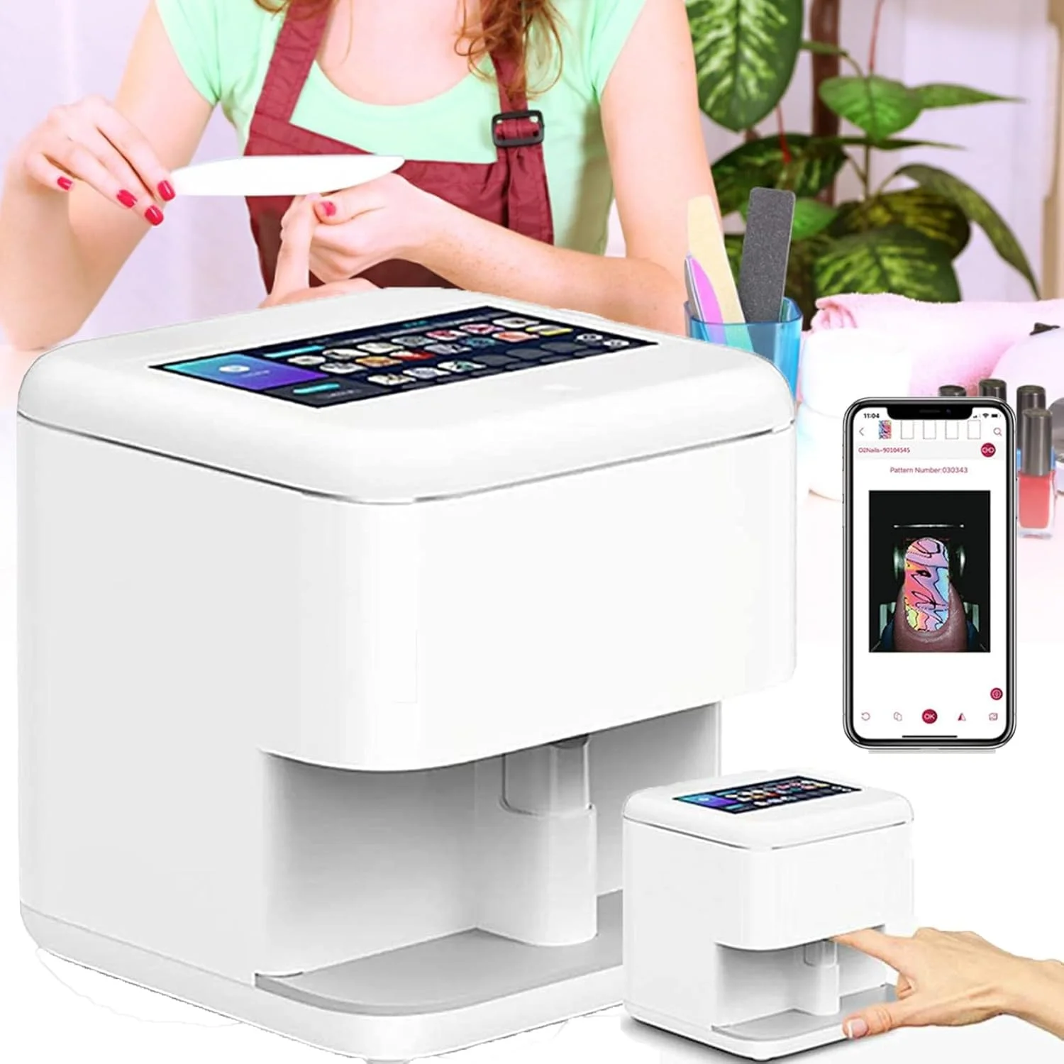 دستگاه چاپ ناخن قابل حمل چند منظوره، دستگاه چاپگر هوشمند سه بعدی اتوماتیک ناخن، پشتیبانی از Wifi/Diy، تشخیص هوش مصنوعی سطح ناخن