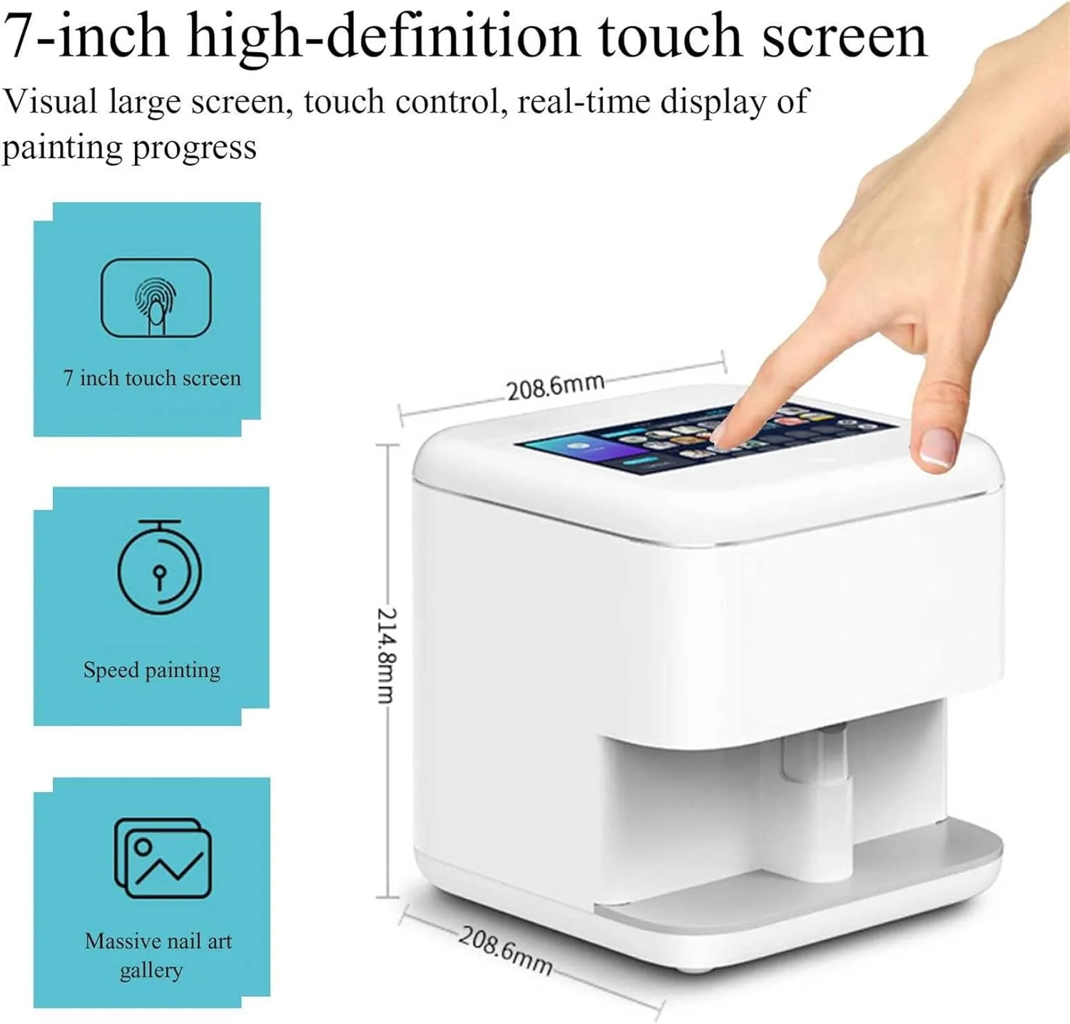 دستگاه چاپ ناخن قابل حمل چند منظوره، دستگاه چاپگر هوشمند سه بعدی اتوماتیک ناخن، پشتیبانی از Wifi/Diy، تشخیص هوش مصنوعی سطح ناخن دستگاه چاپ ناخن قابل حمل چند منظوره، دستگاه چاپگر هوشمند سه بعدی اتوماتیک ناخن، پشتیبانی از Wifi/Diy، تشخیص هوش مصنوعی سطح ناخن