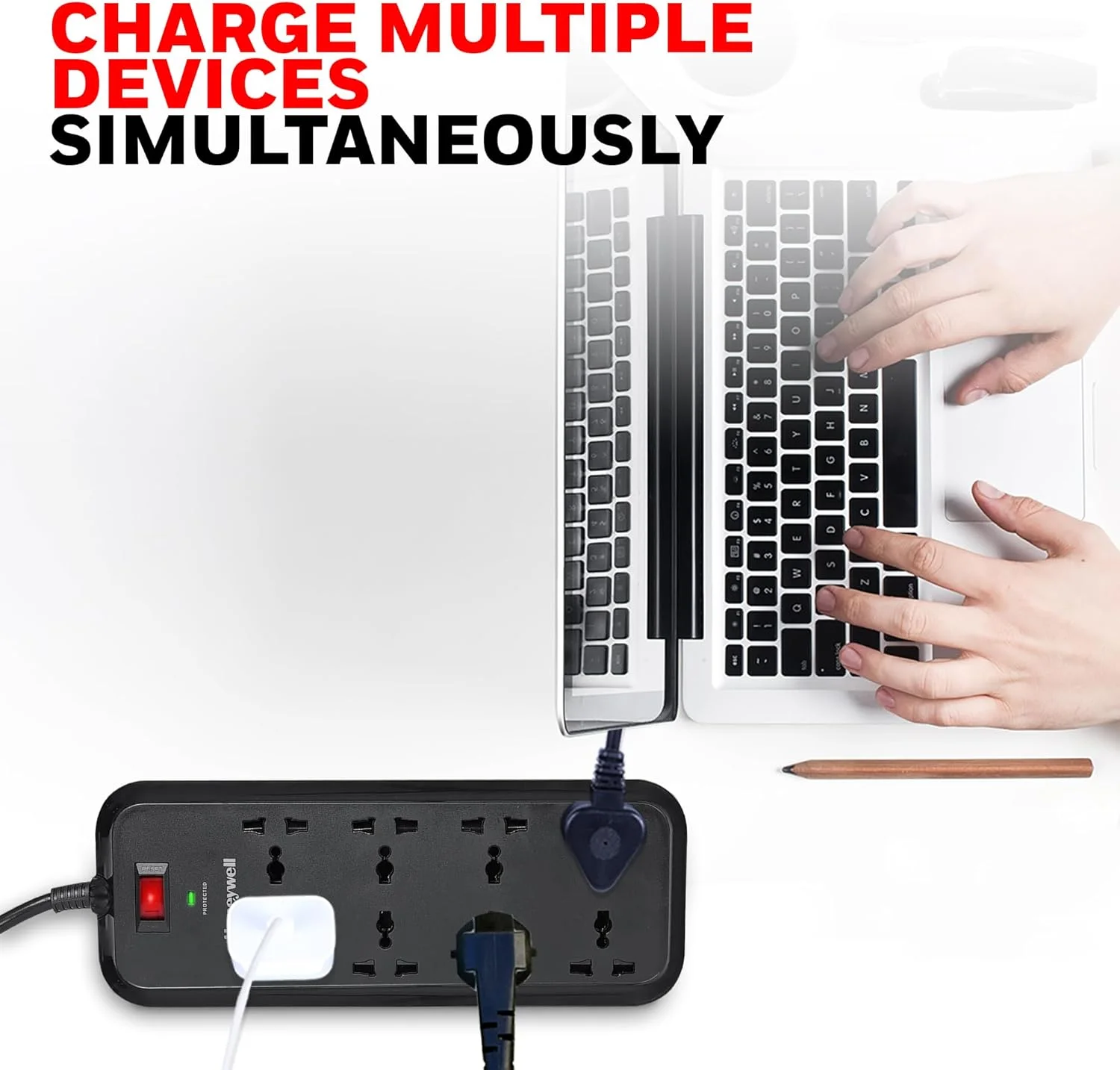 محافظ برق هانیول، 8 پریز جهانی، کابل 2 متری، 20000 آمپر، محافظت خودکار در برابر اضافه بار، محافظ ولتاژ/چندراهی برق، کلید اصلی، مشکی محافظ برق هانیول، 8 پریز جهانی، کابل 2 متری، 20000 آمپر، محافظت خودکار در برابر اضافه بار، محافظ ولتاژ/چندراهی برق، کلید اصلی، مشکی