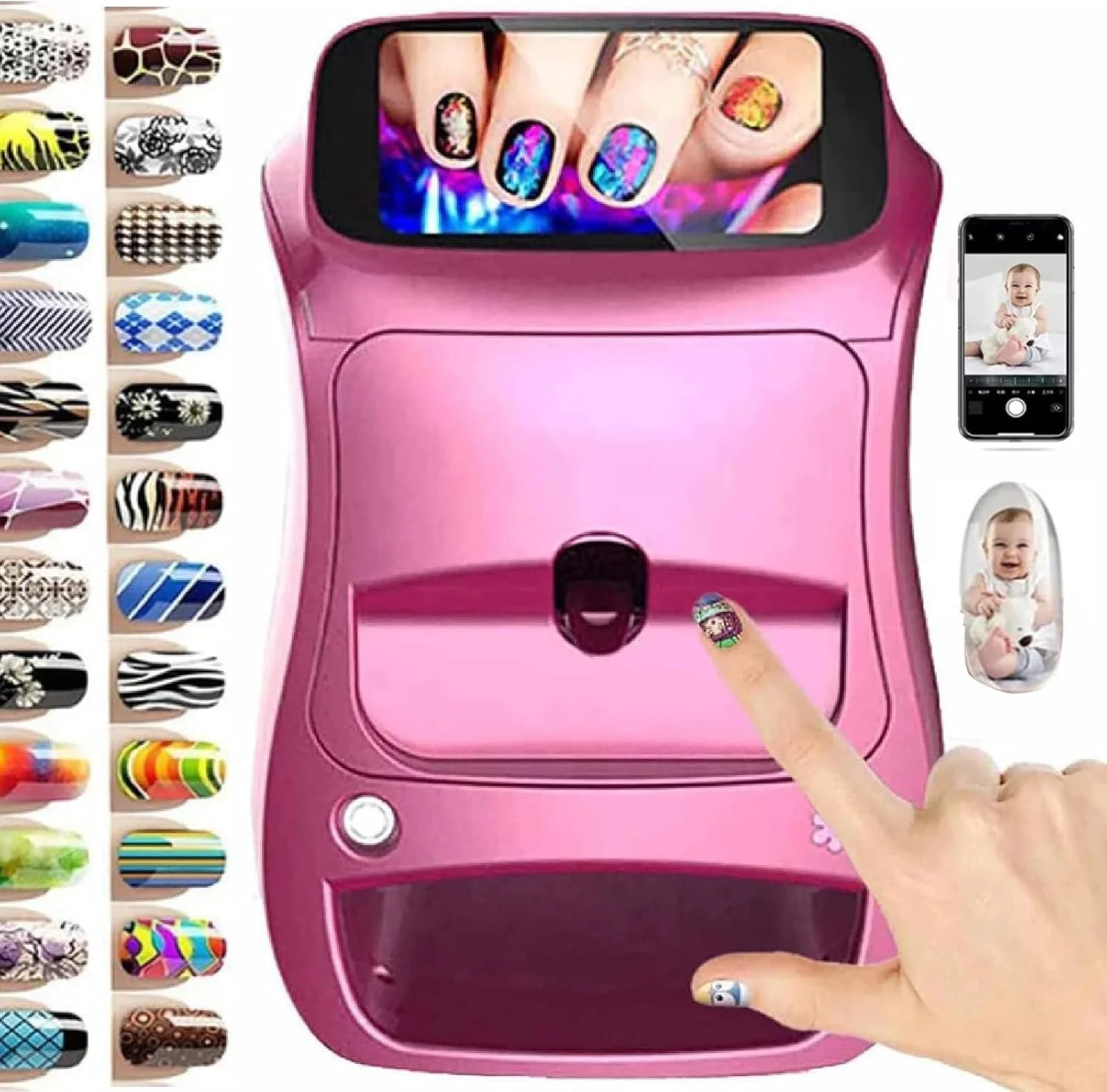 دستگاه چاپ ناخن قابل حمل دیجیتال، دستگاه چاپگر هوشمند سه بعدی اتوماتیک ناخن، Wi-Fi Ieee 802.11 B/G/N، بلوتوث 4.0، قابلیت اتصال به تلفن همراه