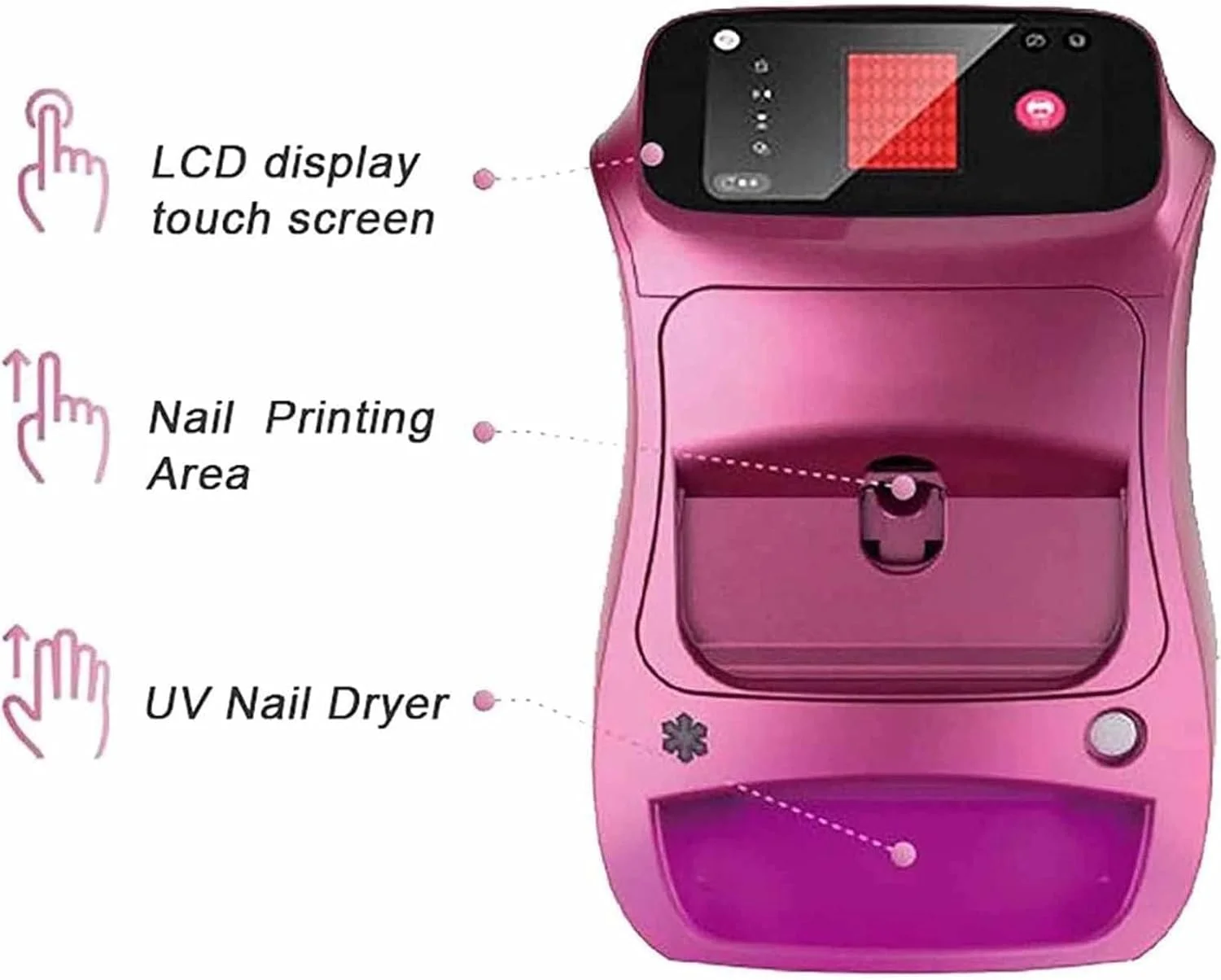 دستگاه چاپ ناخن قابل حمل دیجیتال، دستگاه چاپگر هوشمند سه بعدی اتوماتیک ناخن، Wi-Fi Ieee 802.11 B/G/N، بلوتوث 4.0، قابلیت اتصال به تلفن همراه