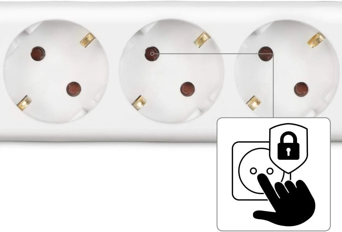 هاما محافظ برق سه راهی (چندراهی برق با کلید روشن و خاموش، محافظ برق با طول کابل 3 متری، چند شاخه برای منزل و اداره) سفید