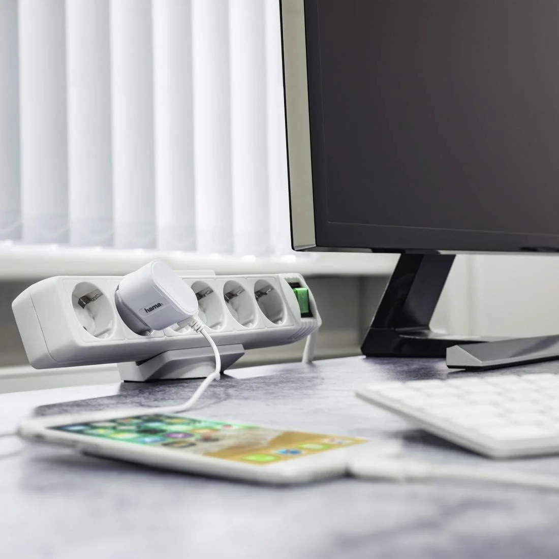 نگهدارنده چند راهی برق هاما، گیره رومیزی با مدیریت کابل، قابل نصب با پیچ یا گیره