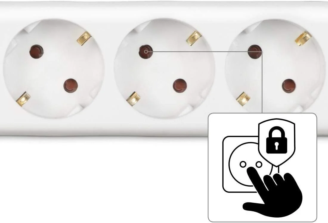 محافظ برق هاما (چند راهی 3 خانه، طول کابل 1.4 متر، دارای استاندارد GS، پریزها با زاویه 45 درجه، بدنه پلاستیکی)، سفید محافظ برق هاما (چند راهی 3 خانه، طول کابل 1.4 متر، دارای استاندارد GS، پریزها با زاویه 45 درجه، بدنه پلاستیکی)، سفید