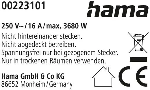 محافظ برق هوشمند هاما 00223101 با 3 خروجی AC و طول 1.5 متر