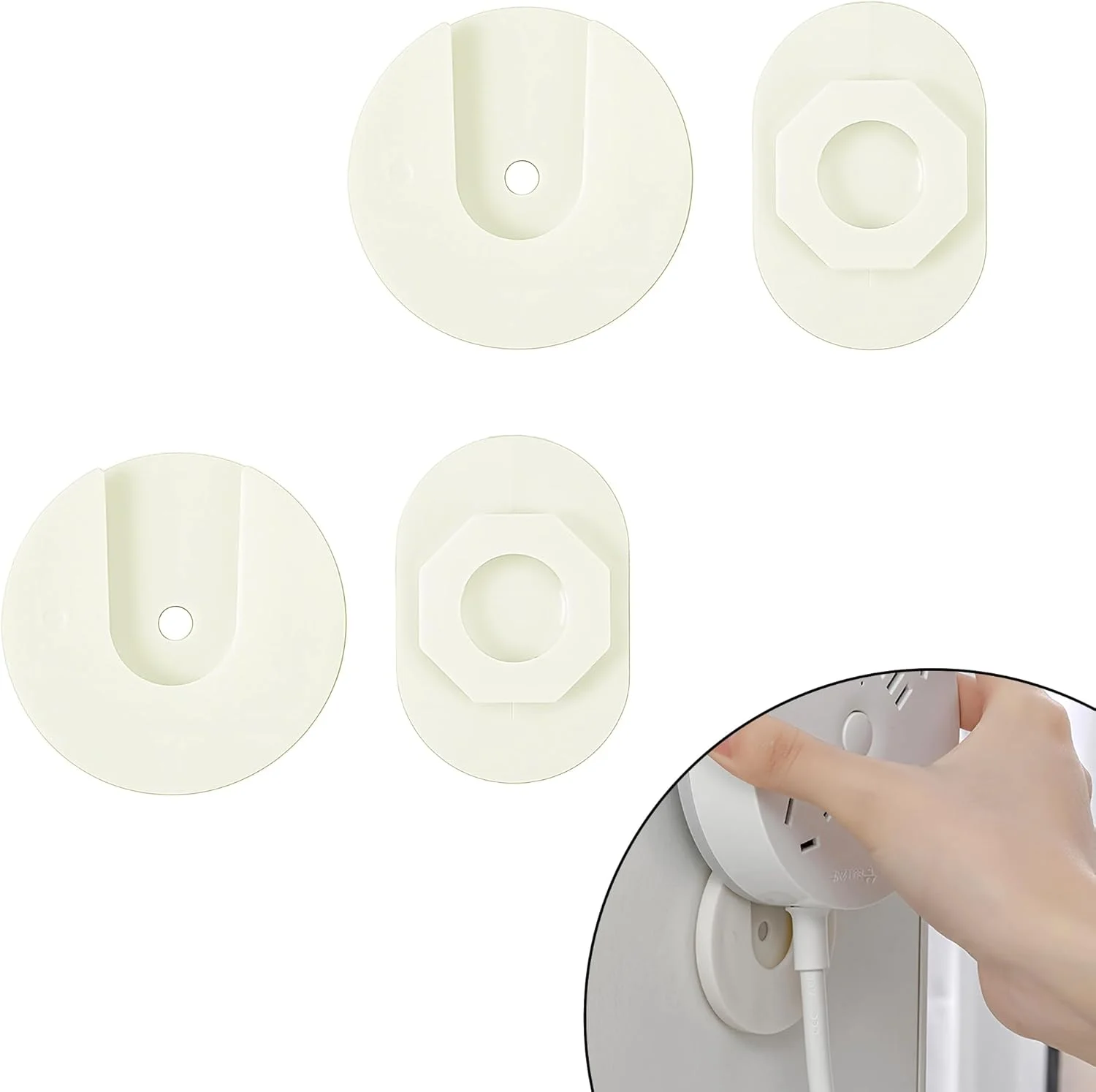 نگهدارنده دوشاخه چسبی 2 عددی، نگهدارنده دوشاخه بدون نیاز به سوراخکاری برای خانه و آشپزخانه، سازمان دهنده سیم برق دیواری برای میز کار، مدیریت سیم برق و نصب دیواری بلوک توسعه