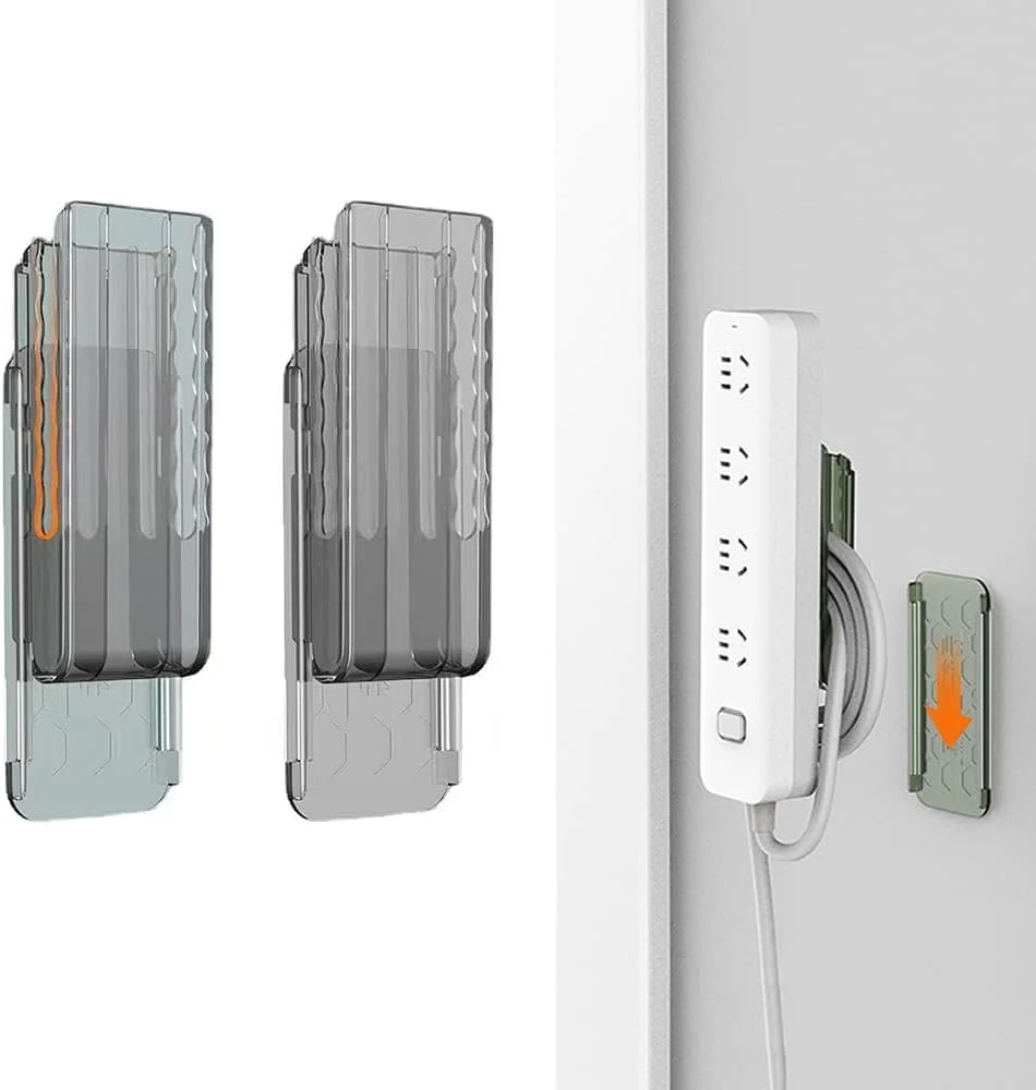 نگهدارنده چند شاخه برق 4 عددی، تثبیت کننده رومیزی خود چسب بدون پانچ، نگهدارنده کنترل از راه دور چند شاخه برق بدون پانچ نصب شده روی دیوار، برای روتر وای فای، آشپزخانه، خانه و دفتر