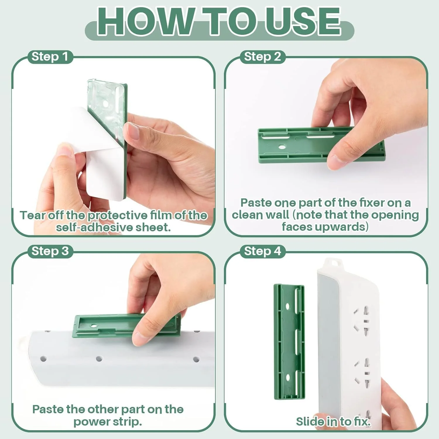 نگهدارنده چندراهی برق دیواری چسبی بدون نیاز به سوراخکاری، مناسب برای مدیریت کابل در خانه و اداره - 16 عددی