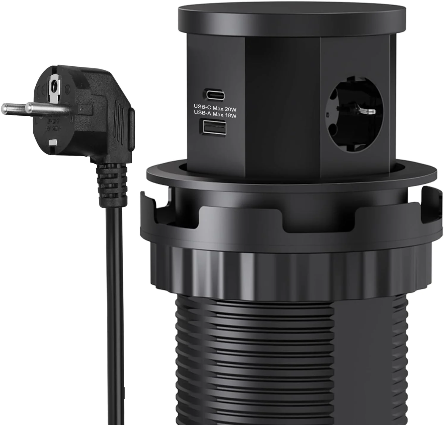 پریز توکار بالابر CHENGPI با شارژ بی‌سیم، چندراهی برق توکار با پریزها، USB، Type C، چندراهی برق صرفه‌جویی در فضا برای آشپزخانه، دفتر و میز کار