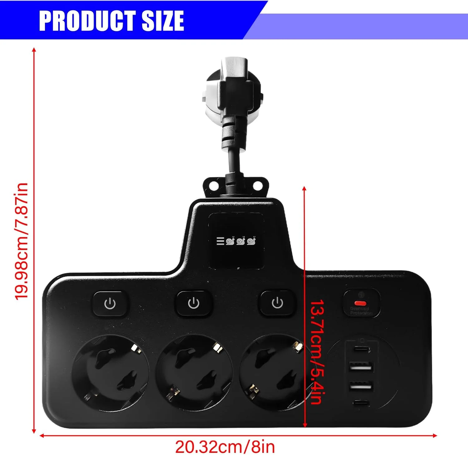 سه راهی برق با 2 پورت USB-C و 2 پورت USB-A با قابلیت شارژ سریع، چند راهی برق با کلیدهای جداگانه و چراغ خواب لمسی با 3 حالت روشنایی، مناسب برای خانه، دفتر، مسافرت، مشکی سه راهی برق با 2 پورت USB-C و 2 پورت USB-A با قابلیت شارژ سریع، چند راهی برق با کلیدهای جداگانه و چراغ خواب لمسی با 3 حالت روشنایی، مناسب برای خانه، دفتر، مسافرت، مشکی