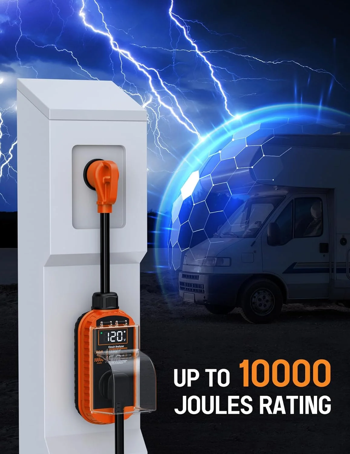 محافظ ولتاژ 30 آمپر RV با قابلیت خاموش و روشن شدن خودکار، محافظ هوشمند ولتاژ 30 آمپر RV با نمایشگر LED محافظ ولتاژ 30 آمپر RV با قابلیت خاموش و روشن شدن خودکار، محافظ هوشمند ولتاژ 30 آمپر RV با نمایشگر LED