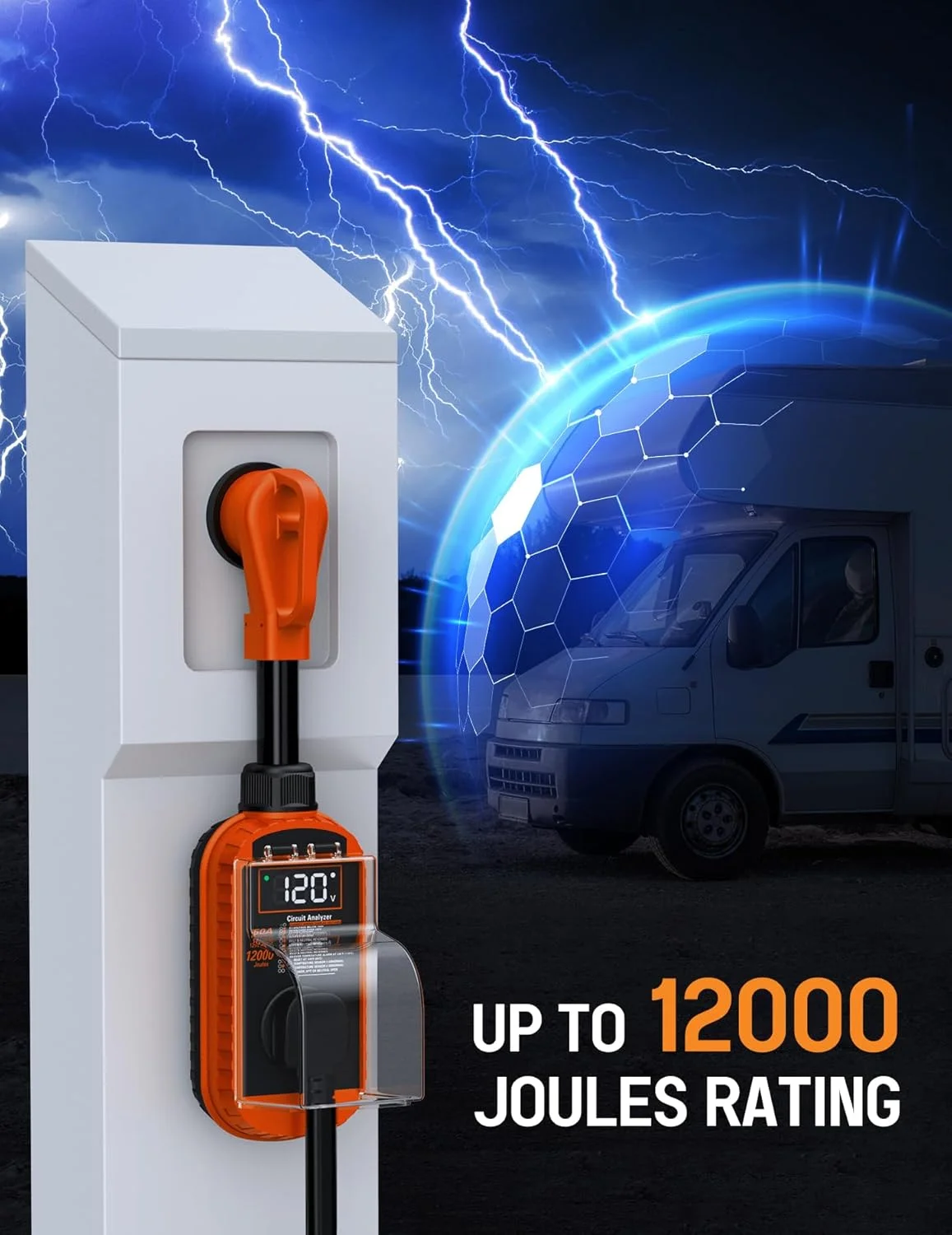 محافظ ولتاژ 50 آمپر RV با قطع و وصل خودکار و نمایشگر LED محافظ ولتاژ 50 آمپر RV با قطع و وصل خودکار و نمایشگر LED