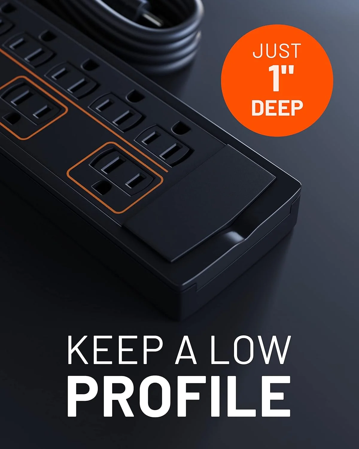 محافظ برق باریک ECHOGEAR با 8 خروجی - محافظ ولتاژ با کیفیت با 3420 ژول محافظت - طراحی باریک به راحتی در پشت مبلمان قرار می گیرد - قابلیت نصب