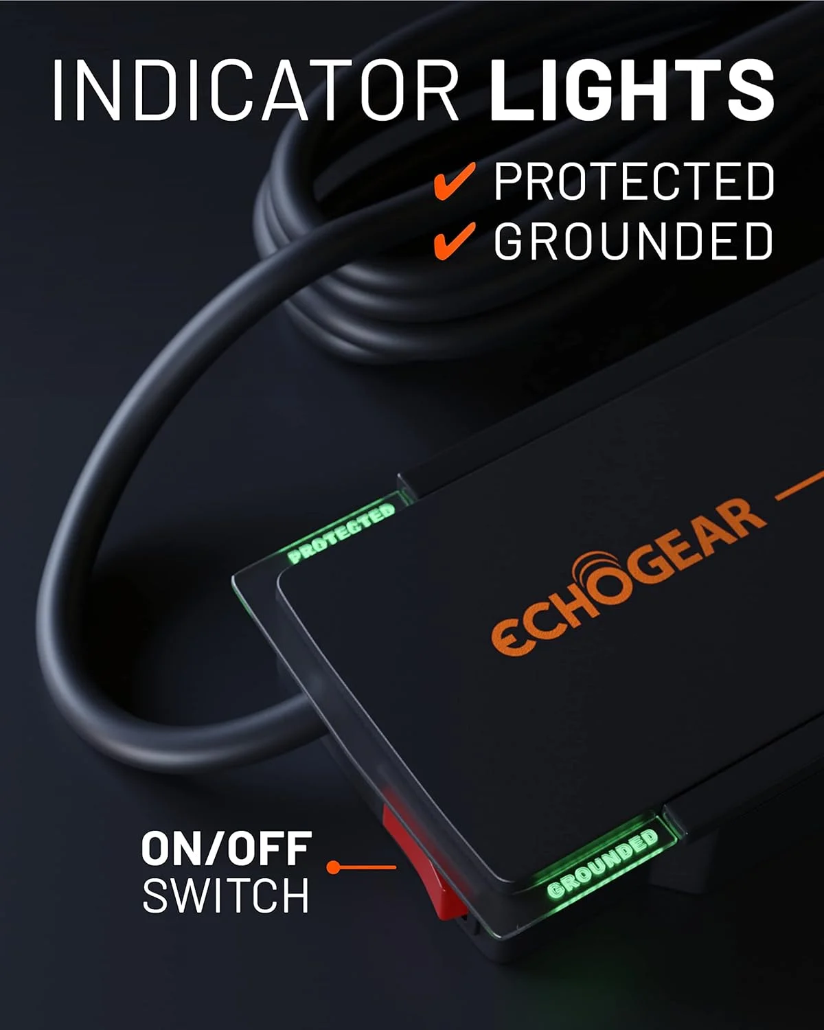 محافظ برق باریک ECHOGEAR با 8 خروجی - محافظ ولتاژ با کیفیت با 3420 ژول محافظت - طراحی باریک به راحتی در پشت مبلمان قرار می گیرد - قابلیت نصب