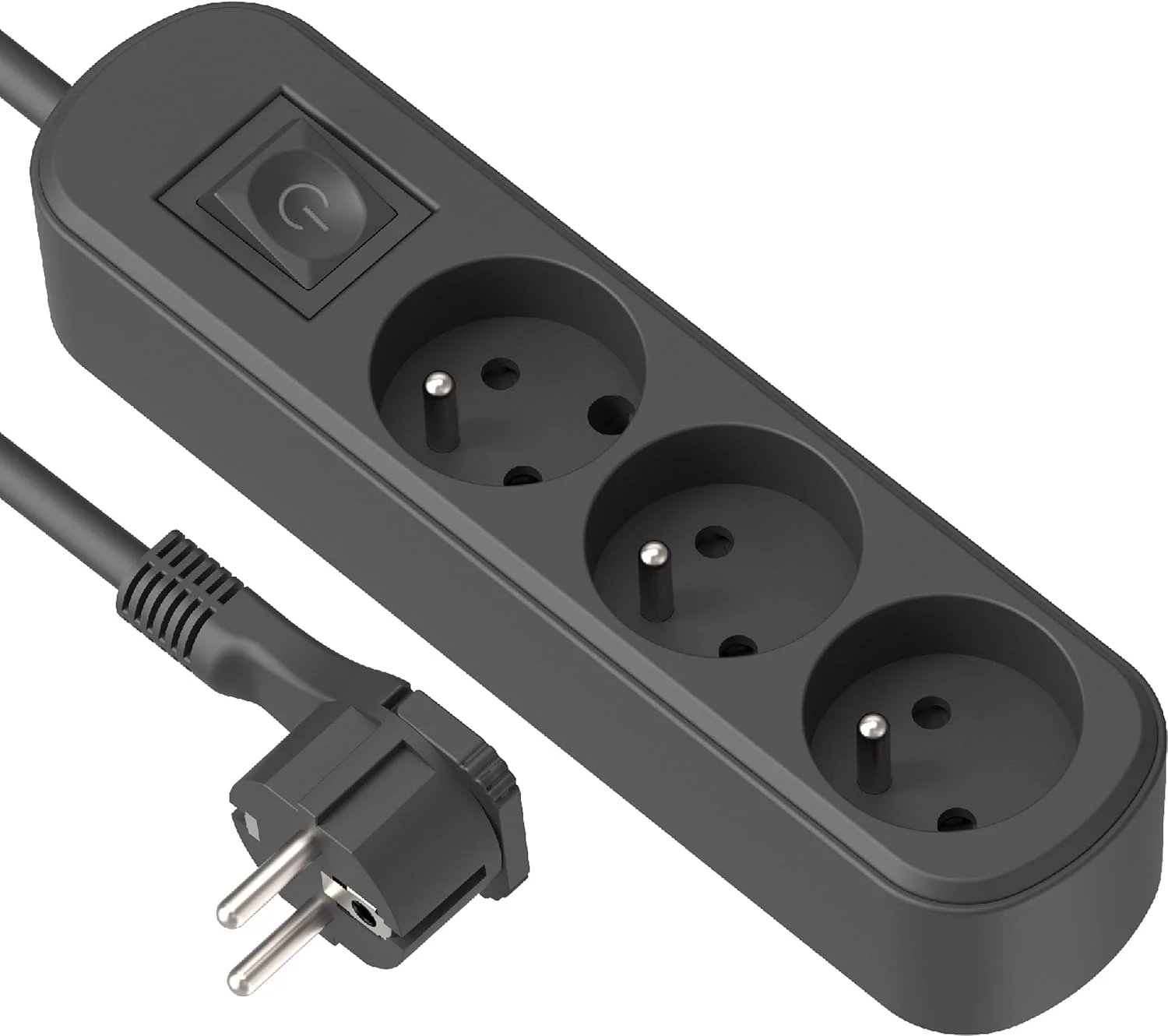 Electraline 32050 محافظ برق 3 خانه با کلید و دوشاخه - 1.5 متری مشکی