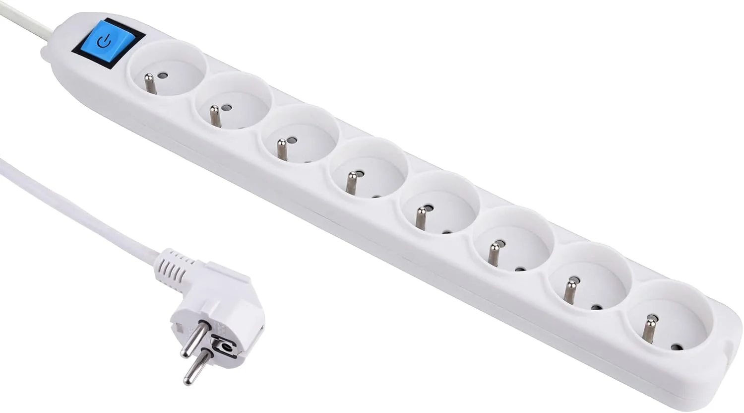 چندراهی برق 8 خانه Electraline 35401 با کلید 1.5 متری سفید