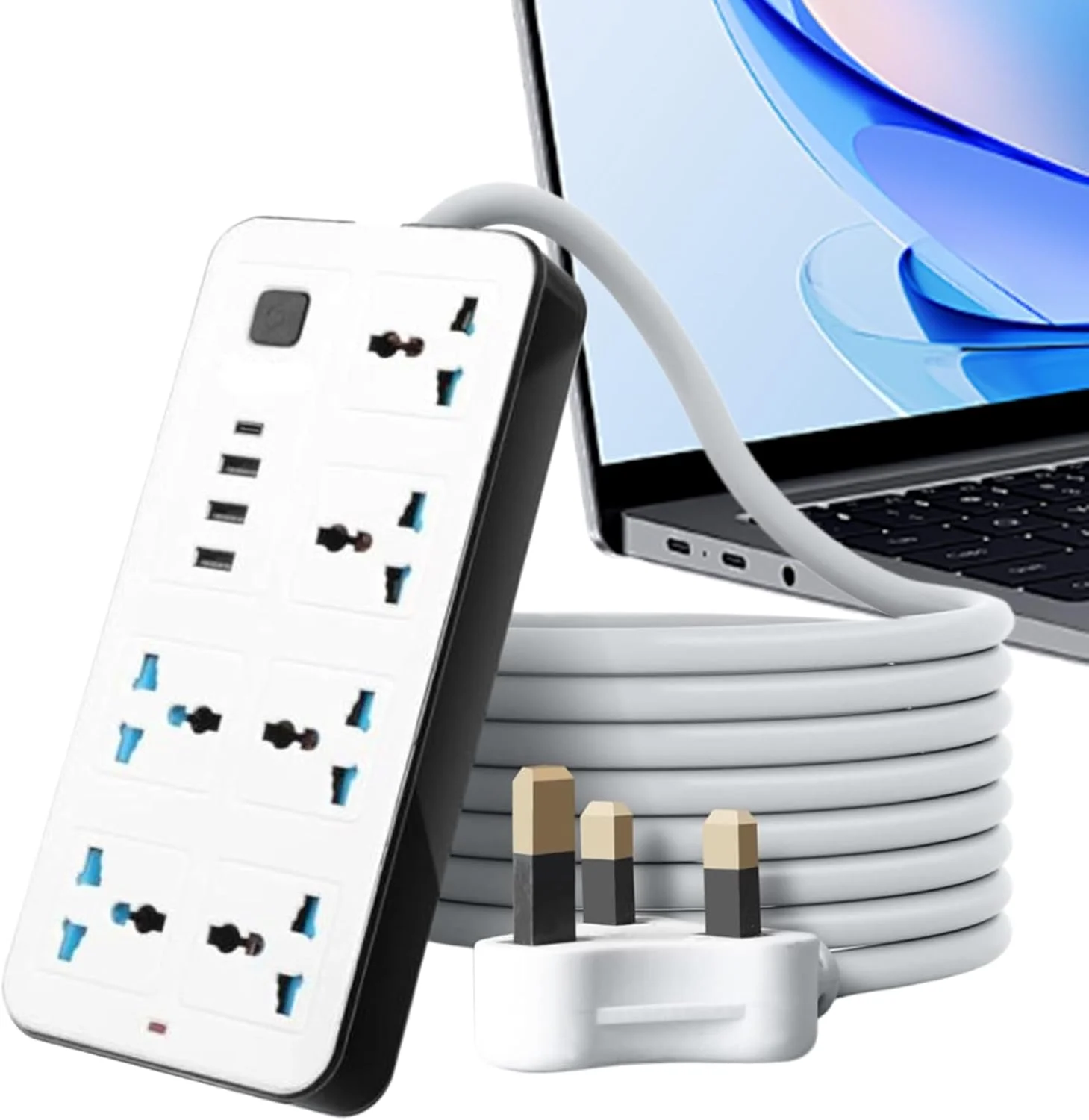 سیم رابط چند شاخه | محافظ برق چند پریزی | طراحی شارژ هوشمند با محافظت در برابر اضافه بار، مناسب تجهیزات الکتریکی منزل، آپارتمان و هتل