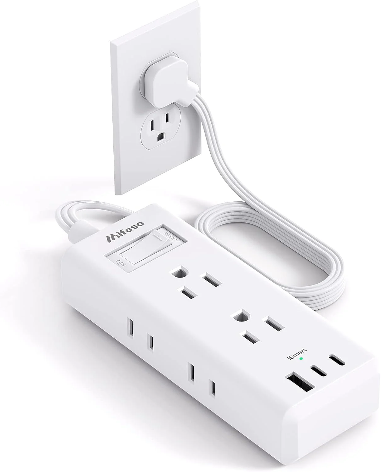 سیم رابط برق با دوشاخه تخت، نوار برق فوق العاده نازک 1.5 متری - 6 پریز برق 3 پورت USB (2 USB C) توسعه دهنده 3 طرفه پریز، نوار برق بدون محافظت در برابر نوسانات برای مسافرت و لوازم ضروری خوابگاه