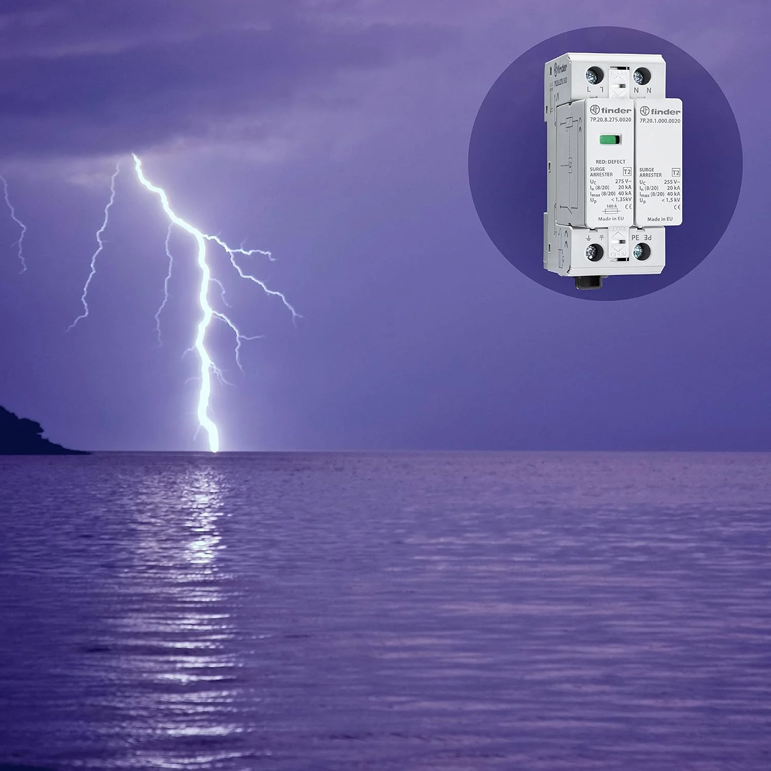 سری Finder 7P - محافظ ولتاژ SPD نوع 2، 1 واریستور + 1 Gdt سری Finder 7P - محافظ ولتاژ SPD نوع 2، 1 واریستور + 1 Gdt