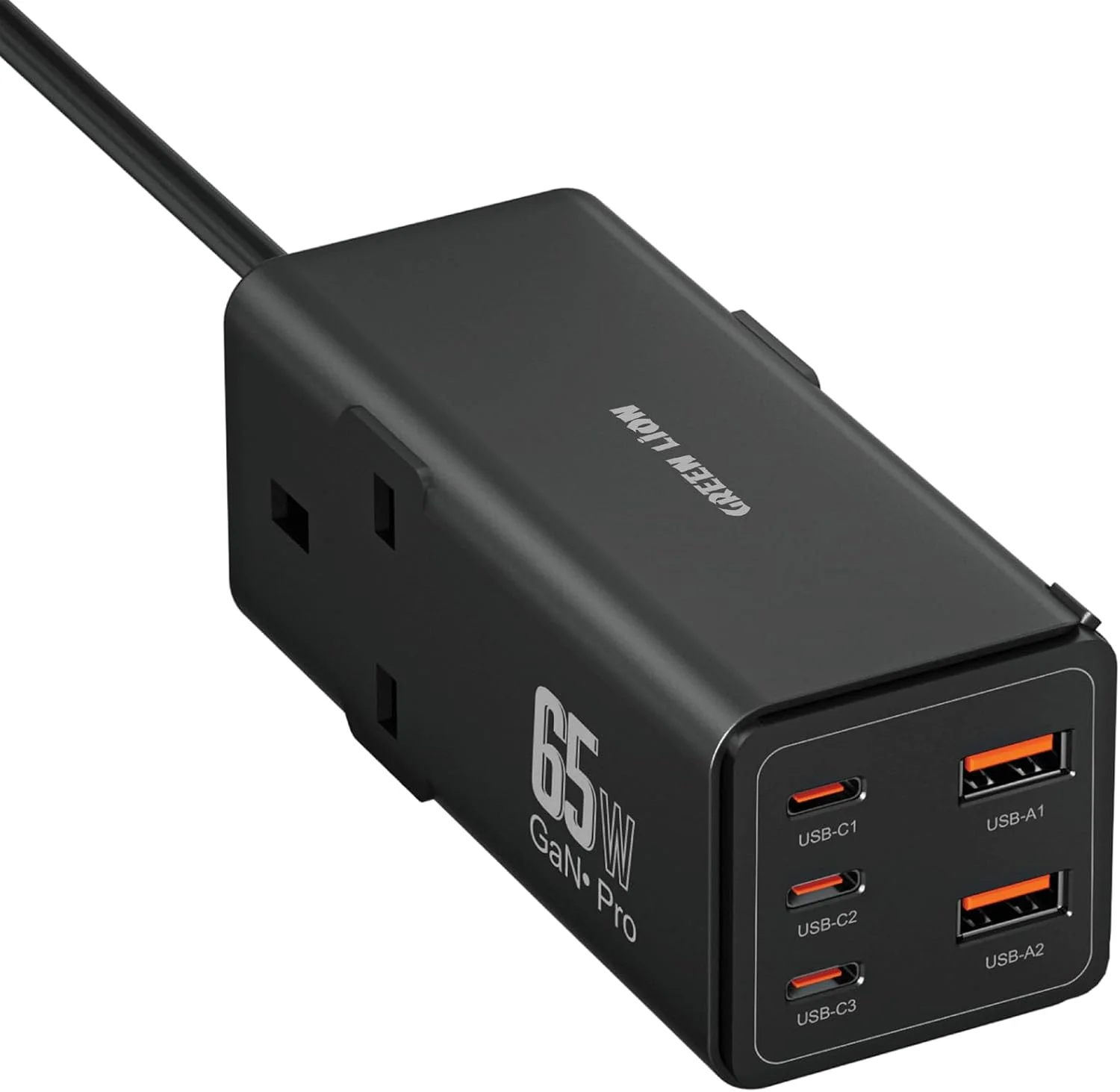 محافظ برق 7 در 1 گرین لاین GaN 65W، توان نامی 3250W، دارای 2 پورت AC/ 3 پورت USB-C/ 2 پورت USB-A، سازگاری گسترده، ساخته شده از مواد PC مقاوم در برابر آتش، دارای شاتر ایمنی، شارژ 50% در 30 دقیقه، کابل 1.8 متری با دوشاخه UK - مشکی