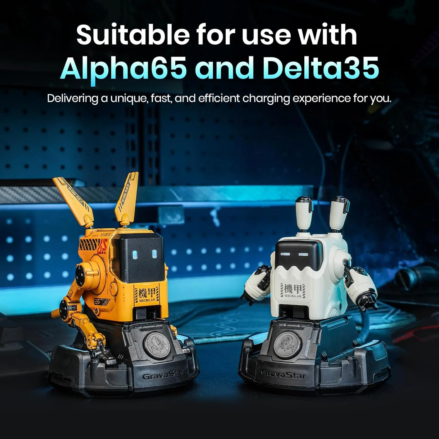 محافظ برق GravaStar برای شارژر Alpha65 65W و شارژر Delta35 35W، سیم رابط 1.5 متری با دوشاخه تخت، ایستگاه شارژ رومیزی داخلی برای خانه، دفتر و خوابگاه