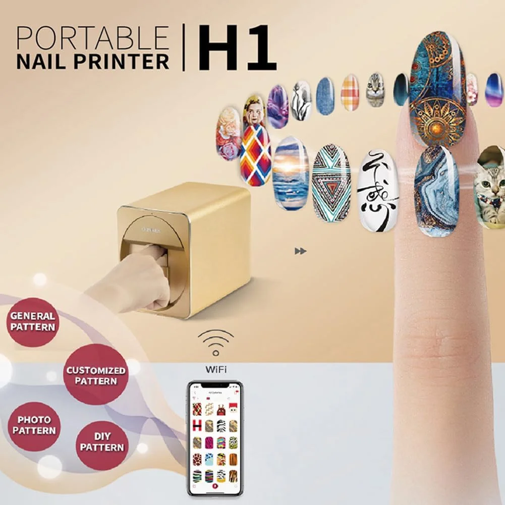 دستگاه هوشمند طراحی ناخن FURLOU، دستگاه چاپ ناخن اتوماتیک سه بعدی، دستگاه چاپگر هنر ناخن قابل حمل چند منظوره، برای استودیو ناخن/ناخن کار/علاقه مندان به ناخن A