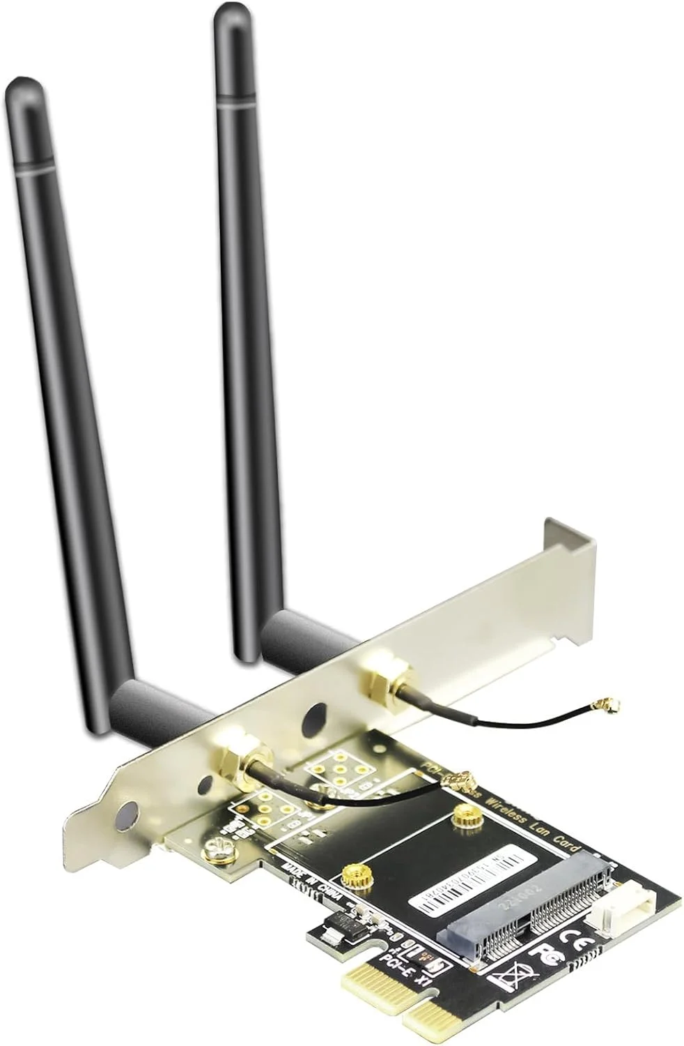 آداپتور Mini PCIe به PCIe X1 GLOTRENDS برای ماژول WiFi Mini PCIe نیمه بلند، شامل آنتن SMA 3.5 dBi