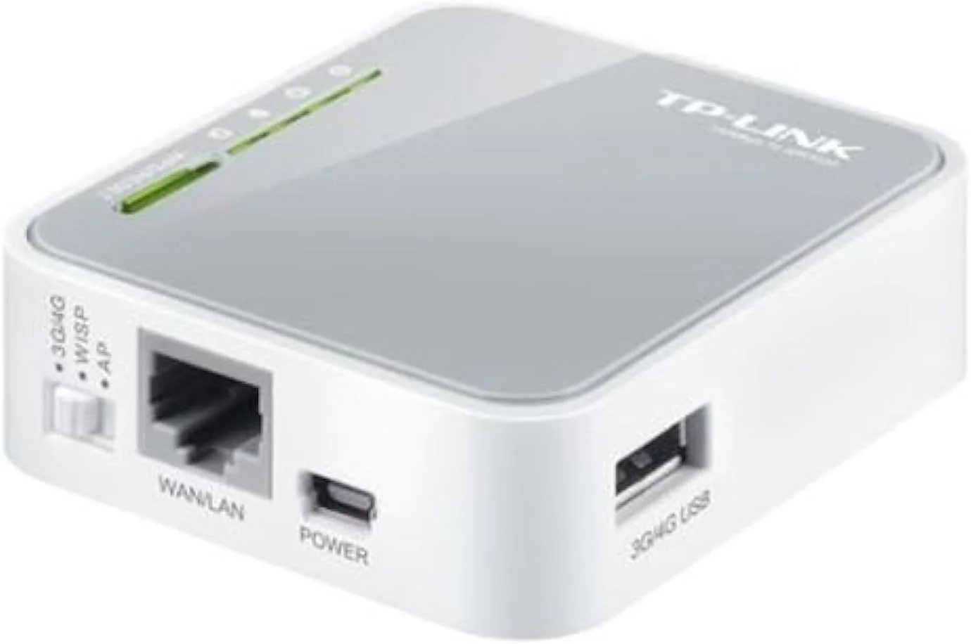 روتر بی‌سیم N قابل حمل 3G/4G تی‌پی‌لینک، 1 پورت USB 2.0 + 1 پورت Micro USB، 1 پورت WAN/LAN سریع، حالت WISP، طراحی مناسب سفر، بدون نیاز به پیکربندی، دوشاخه UK (TL-MR3020)