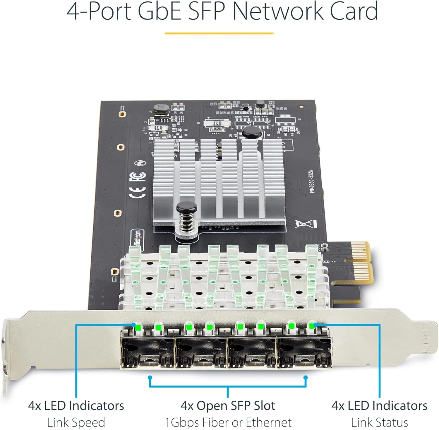 کارت شبکه 4 پورت GbE SFP استار تک، PCIe 2.0 x2، کنترلر Intel I350-AM4 4X 1GbE، فیبر نوری/مس 1000BASE، کارت شبکه گیگابیتی چهار پورت، بک پلین های دسکتاپ/سرور (P041GI-NETWORK-CARD) کارت شبکه 4 پورت GbE SFP استار تک، PCIe 2.0 x2، کنترلر Intel I350-AM4 4X 1GbE، فیبر نوری/مس 1000BASE، کارت شبکه گیگابیتی چهار پورت، بک پلین های دسکتاپ/سرور (P041GI-NETWORK-CARD)