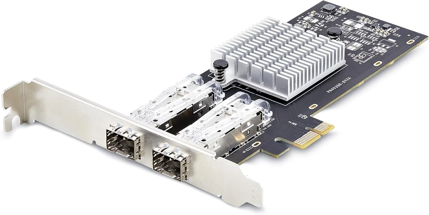 کارت شبکه دو پورت GbE SFP استار تک، PCIe 2.0 x1، کنترلر Intel I350-AM2 2X 1GbE، فیبر نوری/مس 1000BASE، کارت شبکه اترنت گیگابیتی دو پورت، بک پلین های دسکتاپ/سرور (P021GI-NETWORK-CARD)