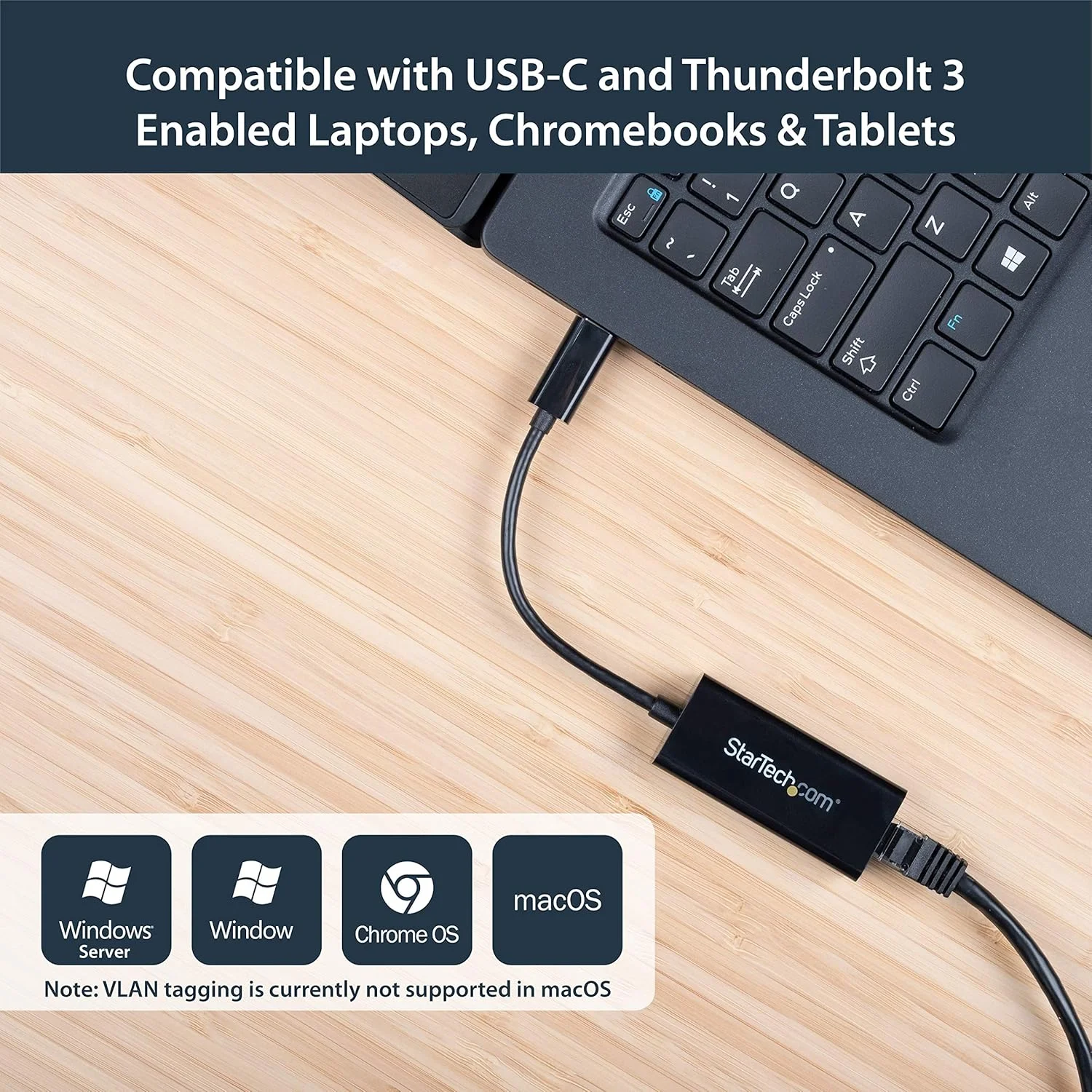 آداپتور USB-C به گیگابیت اترنت StarTech.com، سازگار با Thunderbolt 3/4، مبدل شبکه RJ45 LAN، ویندوز و مک
