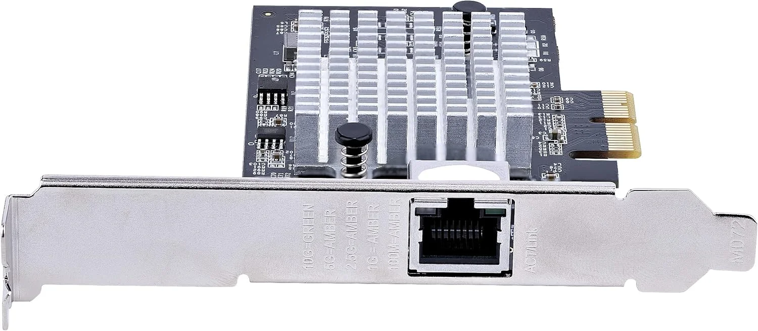 کارت شبکه تک پورت 10 گیگابیتی StarTech.com PCIe، کارت شبکه برای کامپیوتر/سرور، کارت اترنت PCIe شش سرعته با پشتیبانی از جامبو فریم، کارت رابط NIC/LAN، 10GBASE-T/NBASE-T (ST10GSPEXNB2)