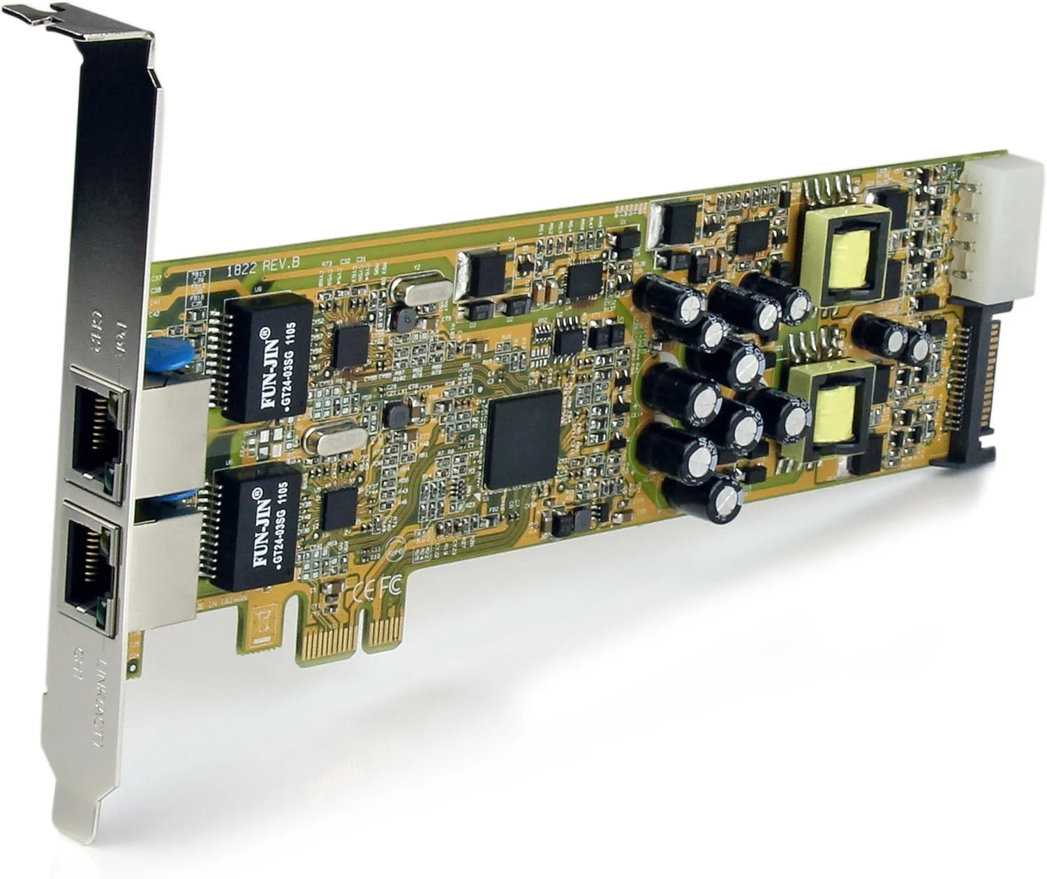 آداپتور کارت شبکه دو پورت PCI Express گیگابیتی اترنت - آداپتور سرور 2 پورت PCIe NIC 10/100/1000 با PoE PSE (ST2000PEXPSE) قرمز