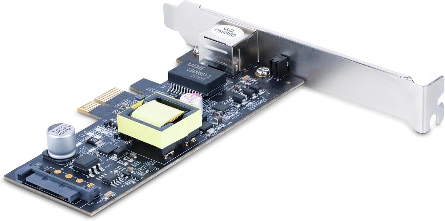 کارت شبکه 2.5 گیگابیتی NBASE-T PoE تک پورت StarTech.com، Intel I225-V، NIC چند گیگابیتی 802.3af/at PoE+، کارت LAN سرور PCI Express، رابط اترنت دسکتاپ با منبع تغذیه SATA (PR12GIP-NETWORK-CARD)