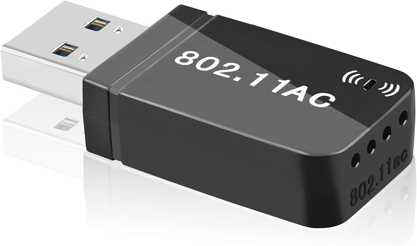 دانگل وای فای USB دو بانده NALACAL AC1300Mbps - آداپتور شبکه بی سیم Plug & Play برای کامپیوتر، لپ تاپ، تبلت - پشتیبانی از ویندوز و سیستم عامل مک