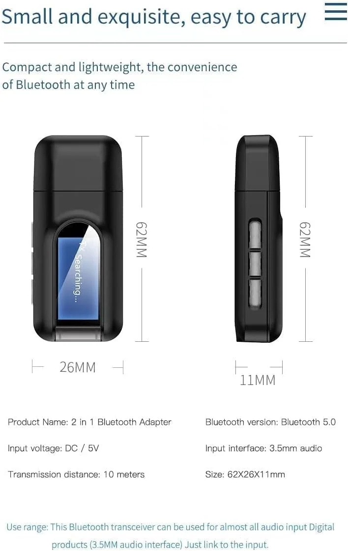 فرستنده و گیرنده بلوتوث 5.0 USB نالاکال برای تلویزیون، آداپتور بلوتوث بی سیم قابل حمل، فرستنده بلوتوث صوتی جک 3.5 میلی متری برای رایانه شخصی، کارت صدا، خودرو، هدفون، بلندگو فرستنده و گیرنده بلوتوث 5.0 USB نالاکال برای تلویزیون، آداپتور بلوتوث بی سیم قابل حمل، فرستنده بلوتوث صوتی جک 3.5 میلی متری برای رایانه شخصی، کارت صدا، خودرو، هدفون، بلندگو