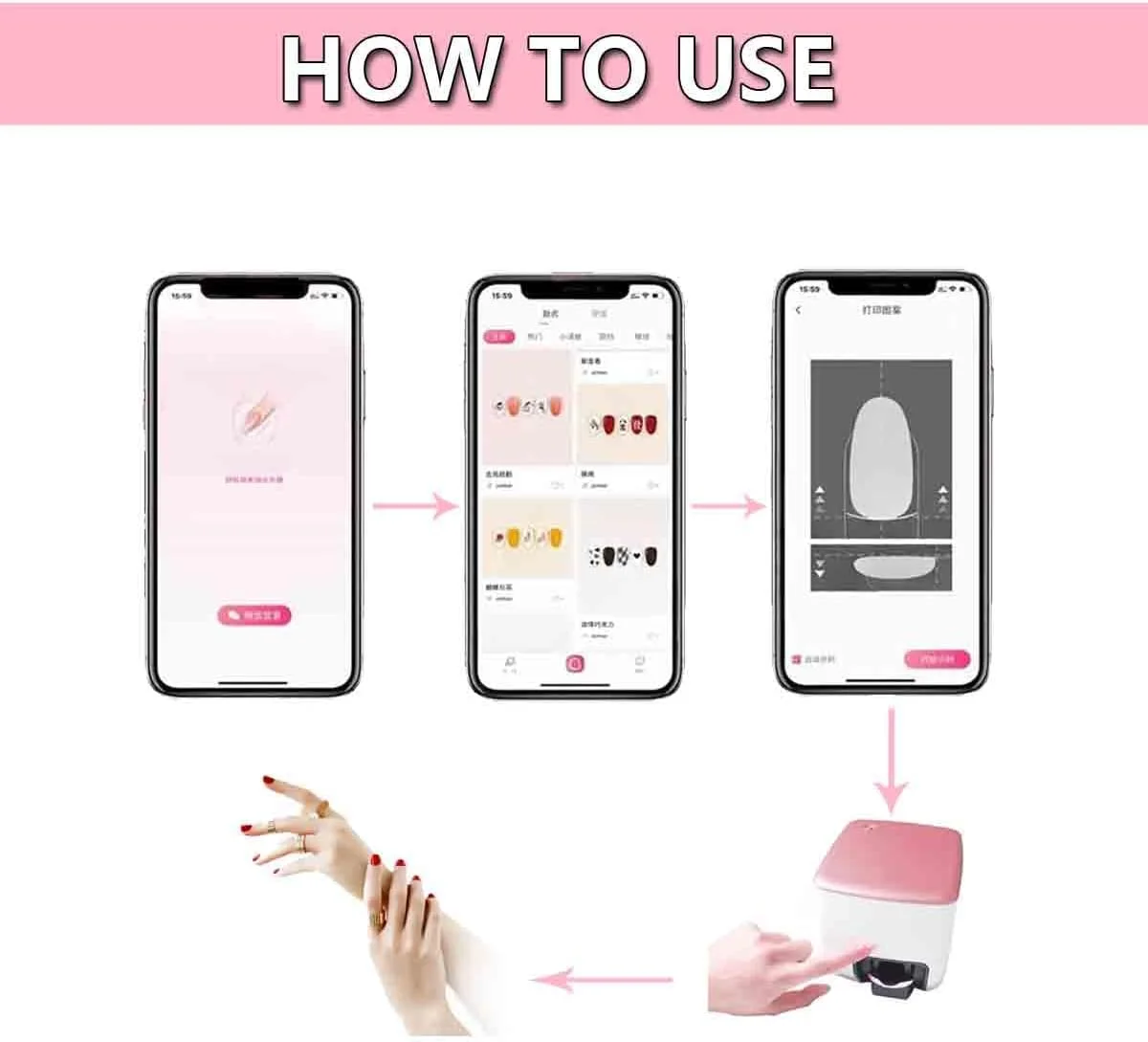 دستگاه چاپ ناخن سه بعدی دیجیتال KKSOUFX، چاپگر تجاری ناخن 4800dpi، طراحی سریع در 10 ثانیه، پشتیبانی از چاپ حدود 500 سطح ناخن، با کارتریج جوهر + کنترل برنامه و شناسایی لبه های ناخن برای استودیوی ناخن