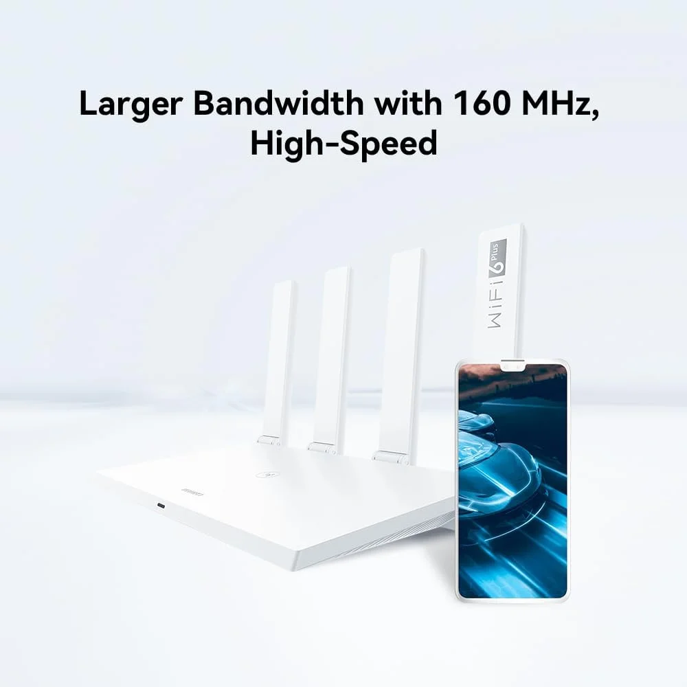 روتر هوآوی AX3 WiFi 6 Plus AX3000 با سرعت 2404Mbps/5GHz + 574Mbps/2.4GHz، دو بانده، 4 پورت گیگابیتی اترنت WAN/LAN، کنترل والدین، راه اندازی آسان، پشتیبانی از OFDMA/MU-MIMO/VPN/WPA3/IPV6