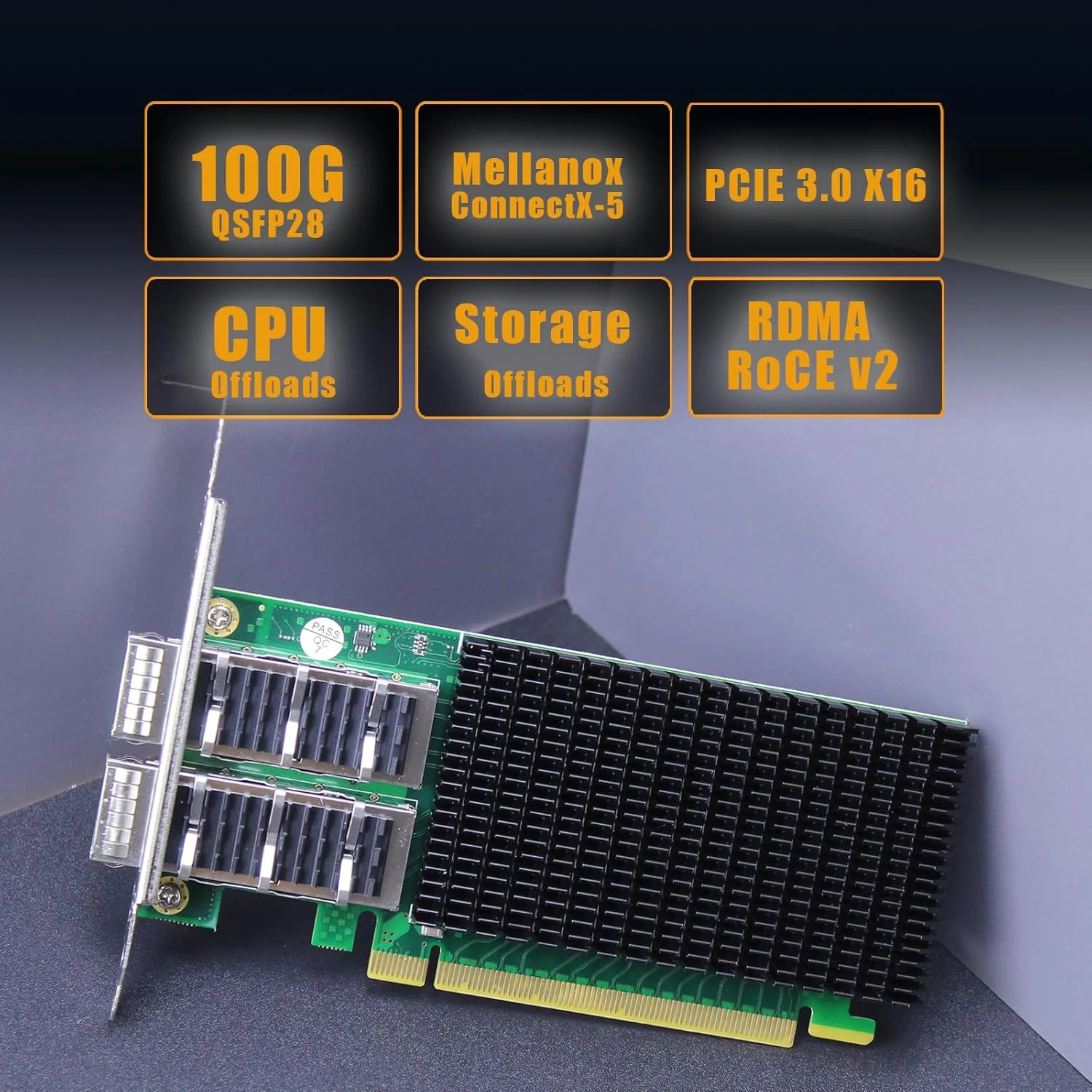 کارت شبکه سرور 2 پورت 100 گیگابیت GLOTRENDS ST7338 QSFP28 با کنترلر Mellanox ConnectX-5، رابط PCIe 4.0 X16، پشتیبانی از RDMA (RoCE v2)، نه Infiniband کارت شبکه سرور 2 پورت 100 گیگابیت GLOTRENDS ST7338 QSFP28 با کنترلر Mellanox ConnectX-5، رابط PCIe 4.0 X16، پشتیبانی از RDMA (RoCE v2)، نه Infiniband