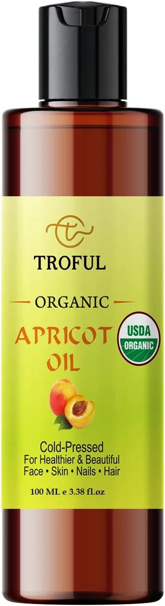 روغن زردآلوی ارگانیک تروفول برای پوست صورت و رشد مو - 100% خالص، طبیعی، پرس سرد، روغن هسته زردآلوی ارگانیک برای ماساژ بدن، ناخن و ضد پیری - 100 میلی لیتر